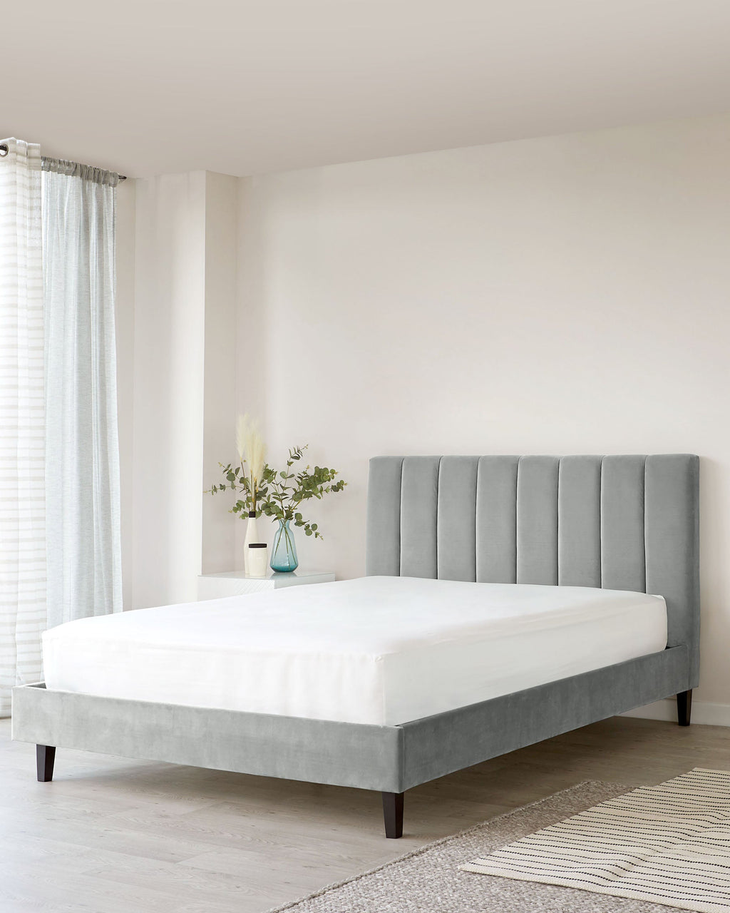Maya Light Grey Velvet King Size Bed
