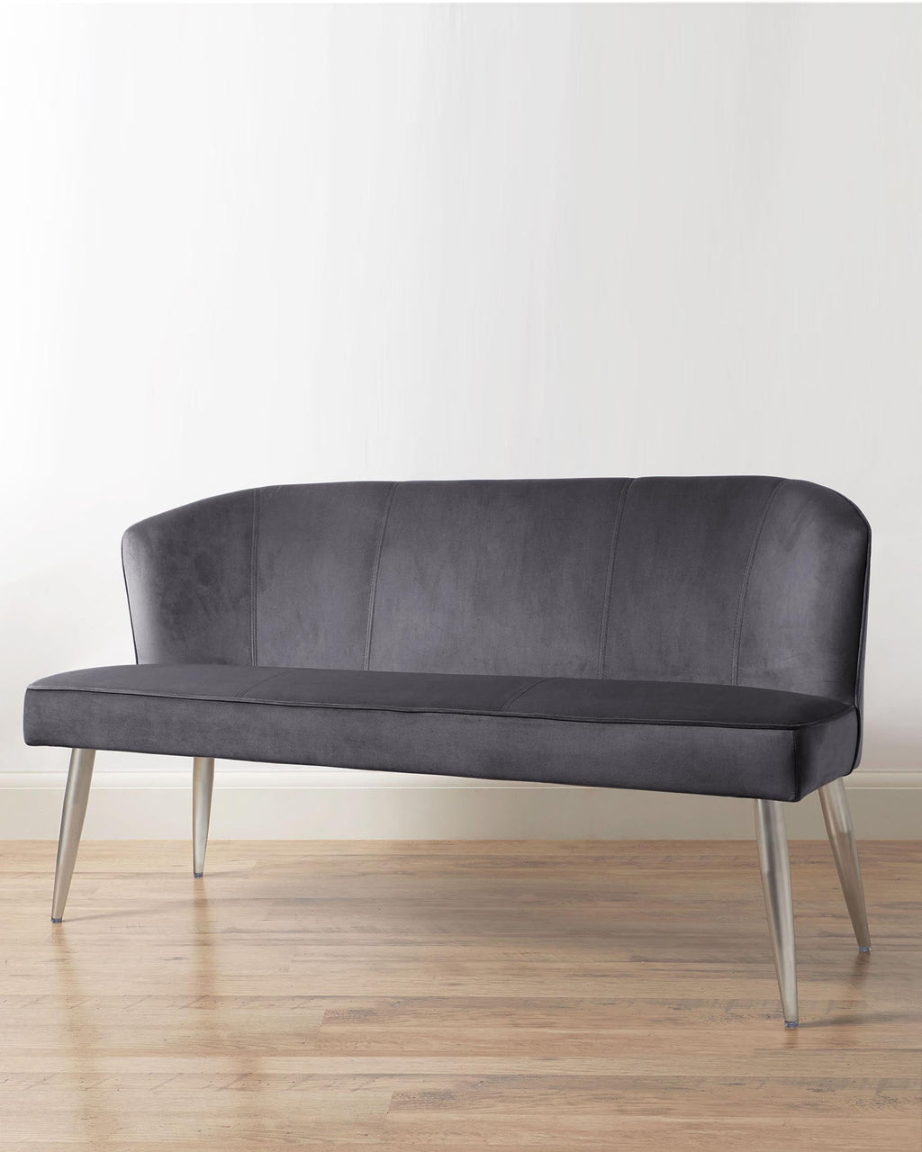 Mellow Dark Grey Velvet 3 Seater Bench With Backrest