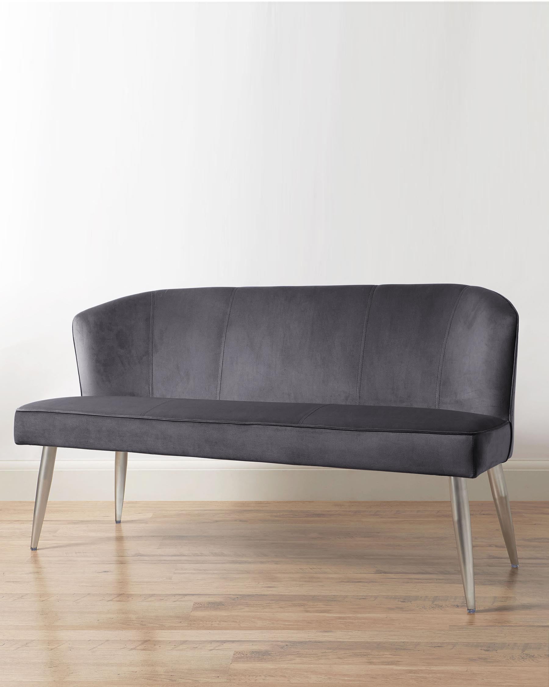Mellow Dark Grey Velvet 3 Seater Bench With Backrest