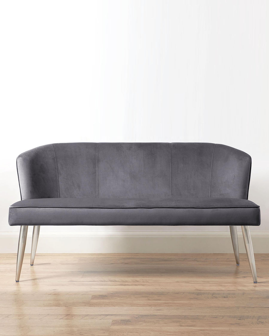 Mellow Dark Grey Velvet 3 Seater Bench With Backrest