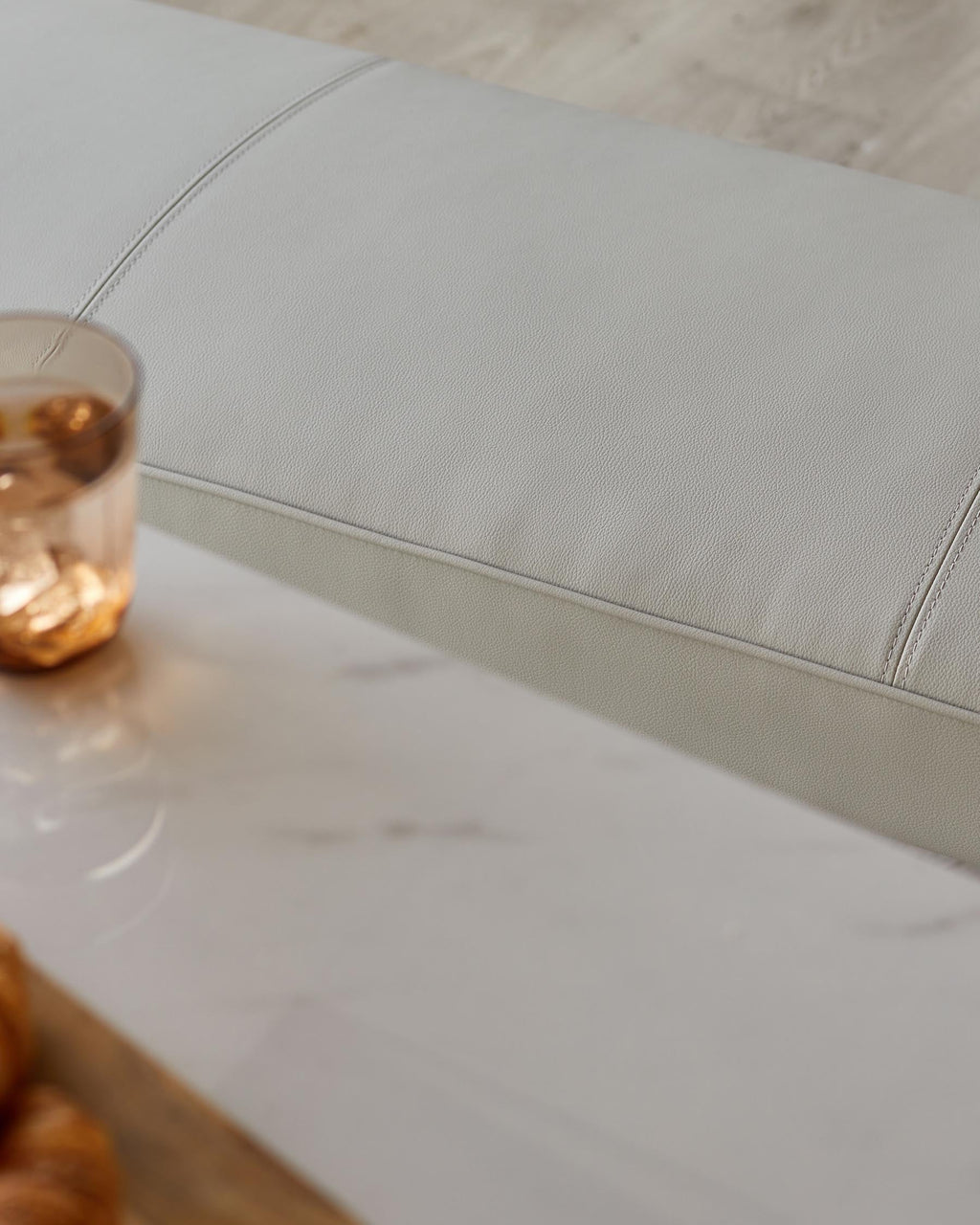 Mellow Light Grey Faux Leather And Stainless Steel 3 Seater Without Backrest Bench