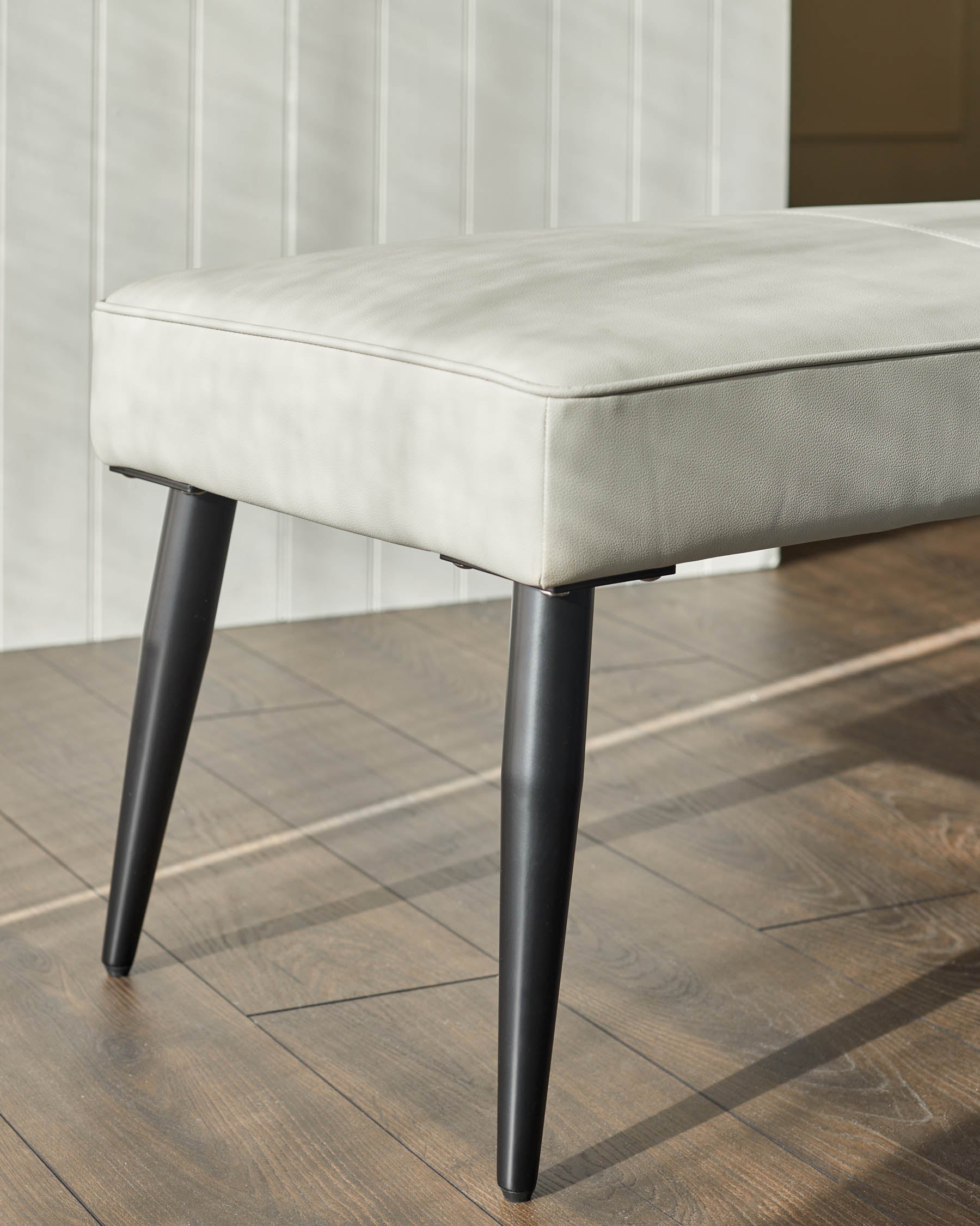 Mellow Light Grey Faux Leather 3 Seater Bench Without Backrest