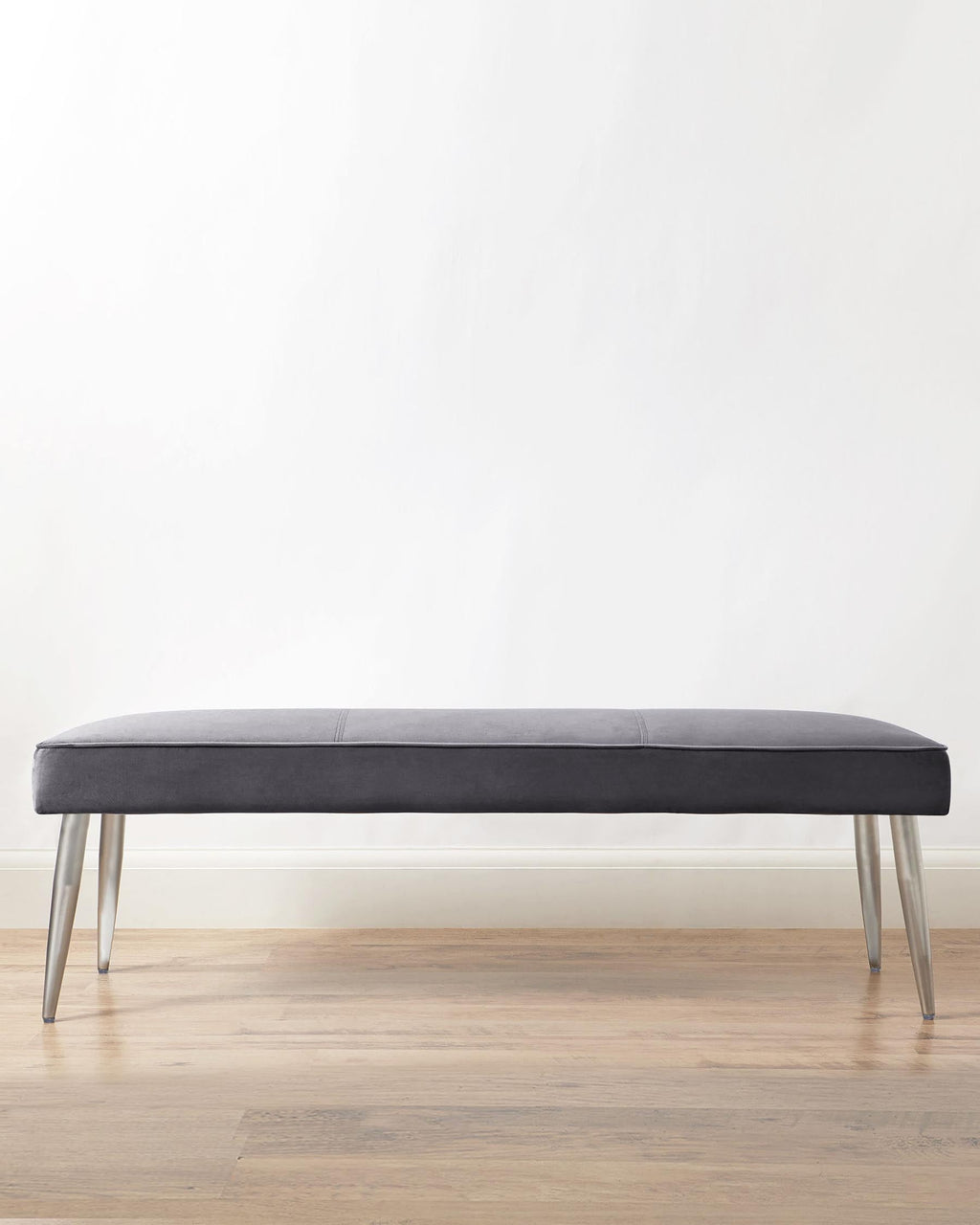 Mellow Dark Grey Velvet 3 Seater Bench Without Backrest