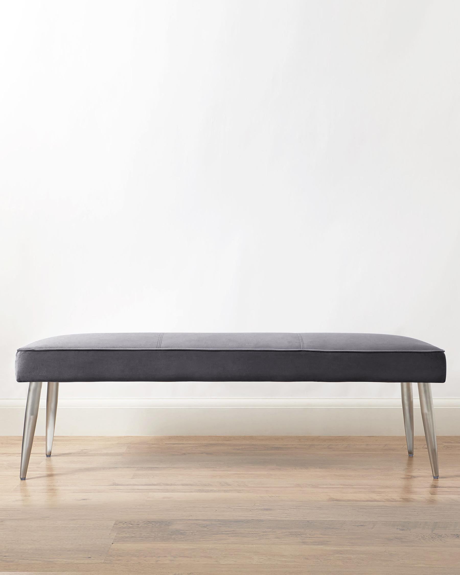 Mellow Dark Grey Velvet 3 Seater Bench Without Backrest