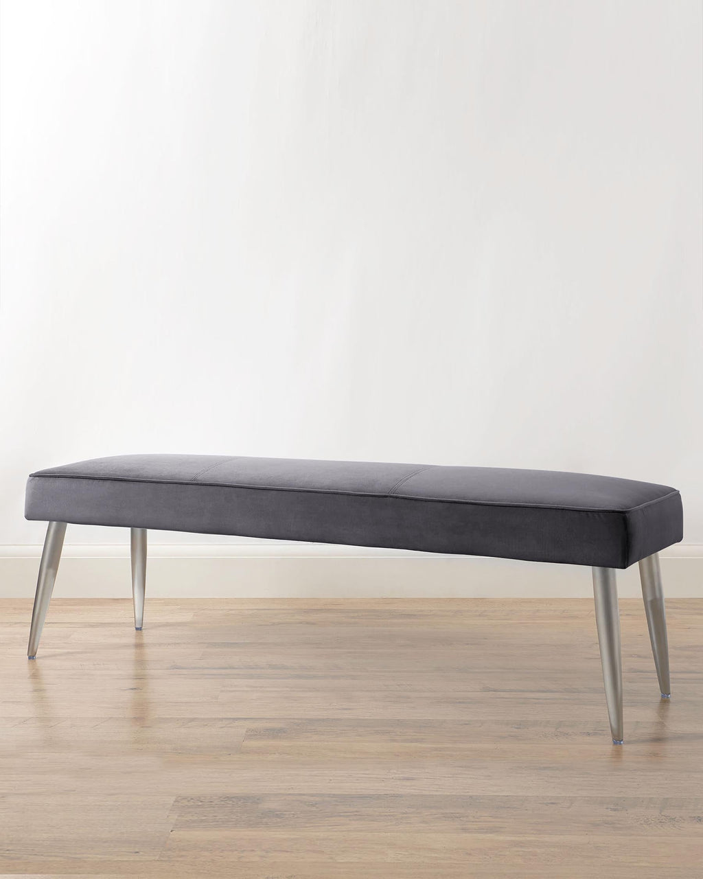 Mellow Dark Grey Velvet 3 Seater Bench Without Backrest