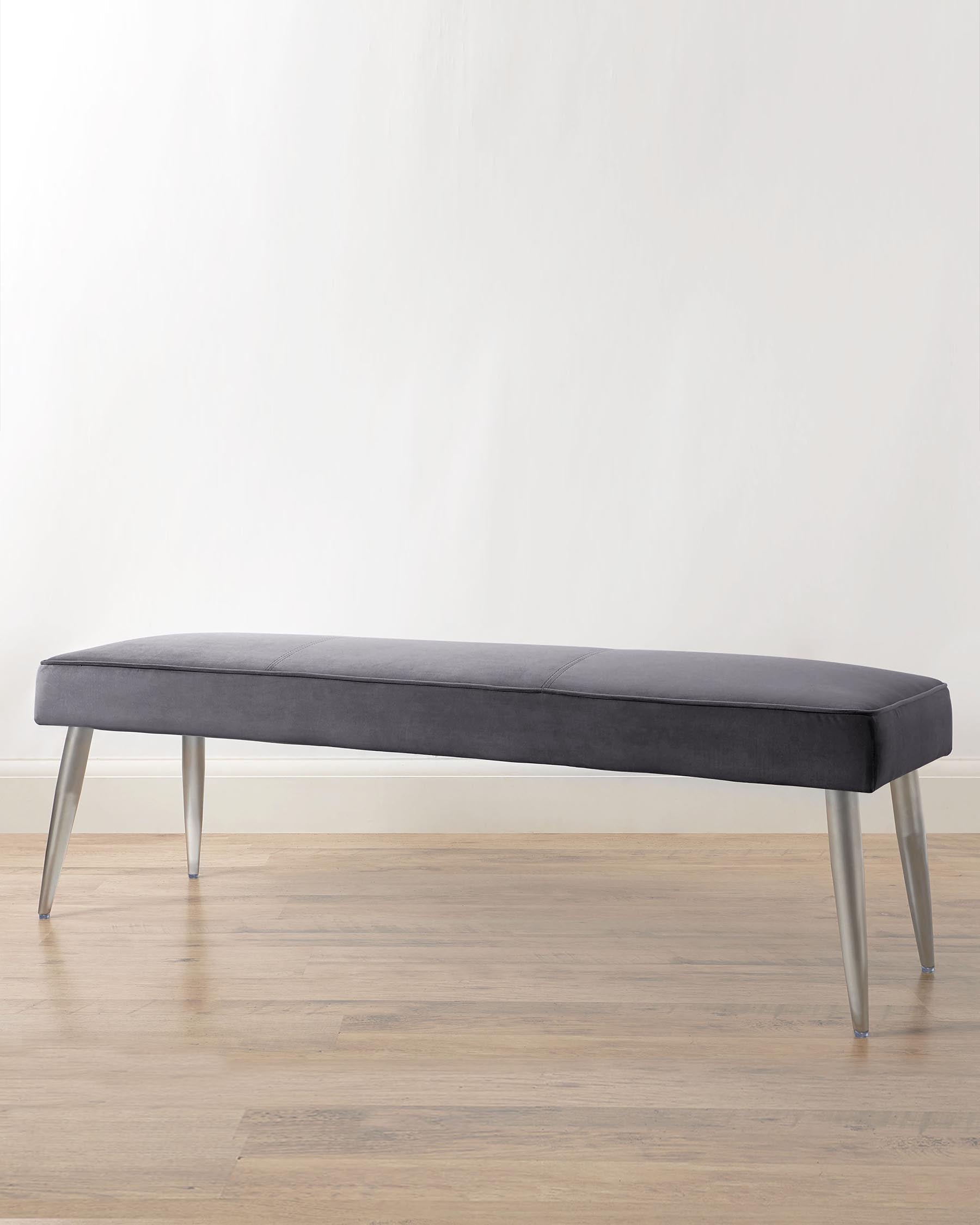 Mellow Dark Grey Velvet 3 Seater Bench Without Backrest
