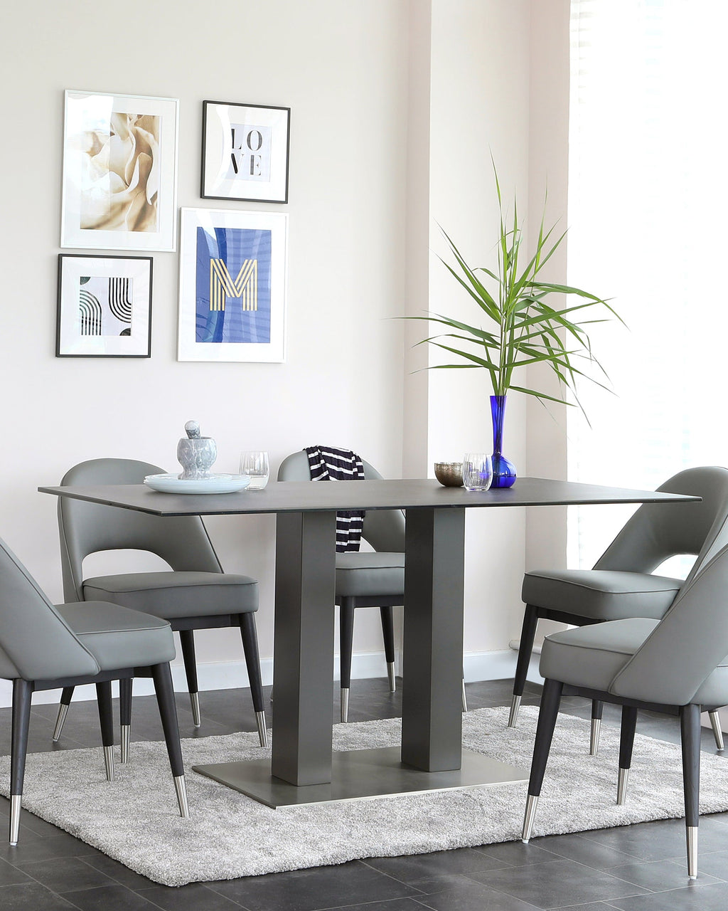 Mia Dark Grey Ceramic 6 Seater Dining Table