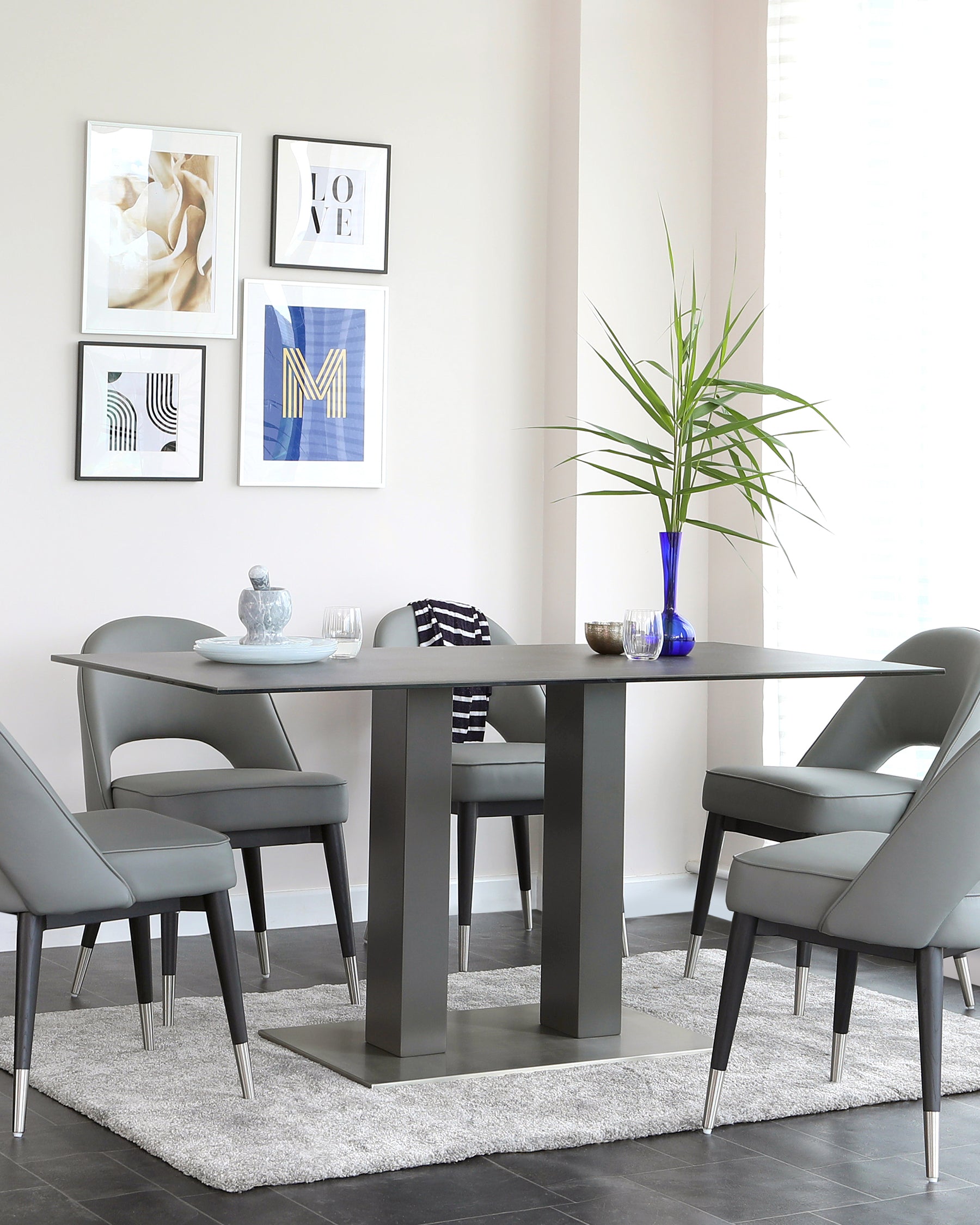 Mia Dark Grey Ceramic 6 Seater Dining Table