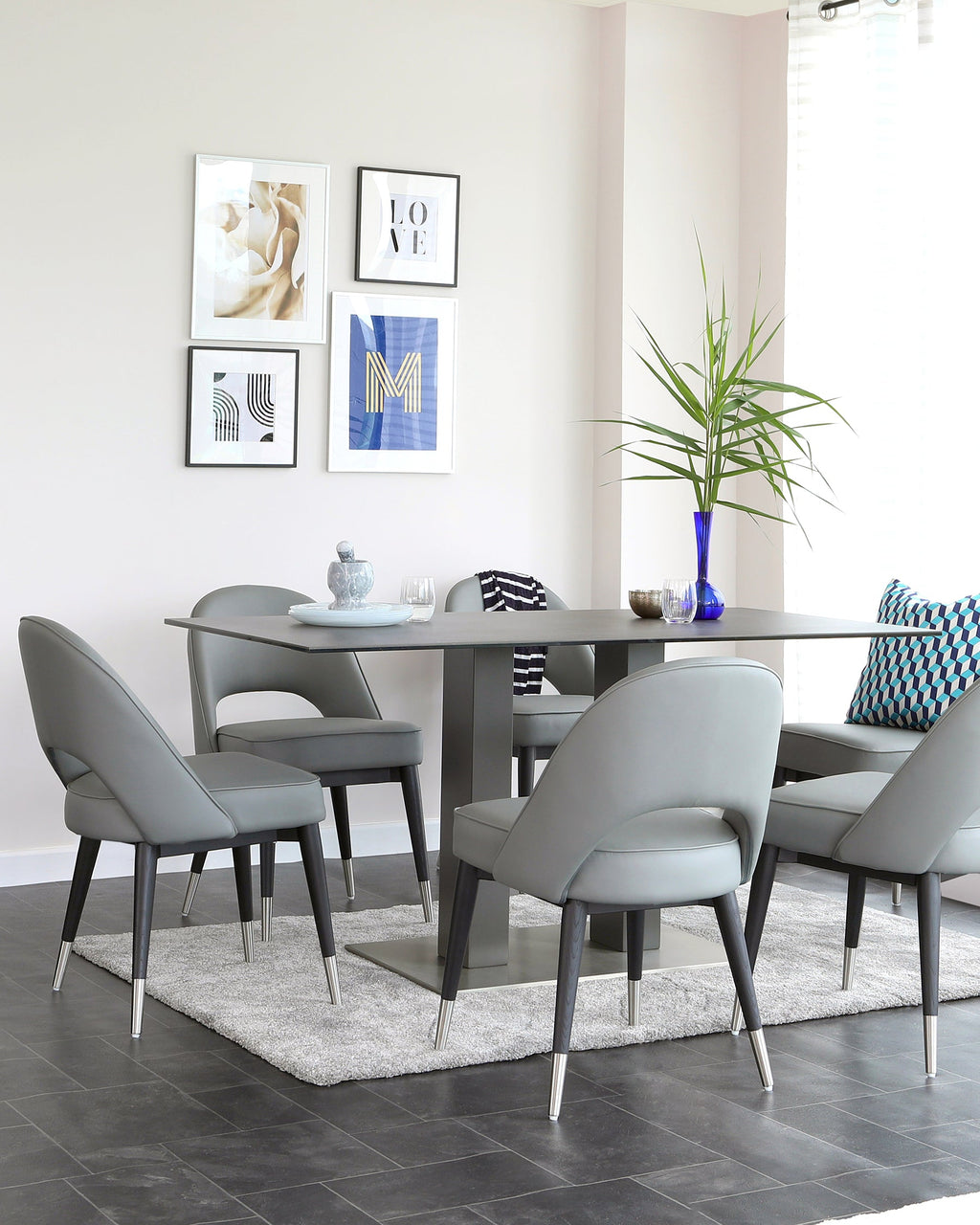 Mia Dark Grey Ceramic 6 Seater Dining Table