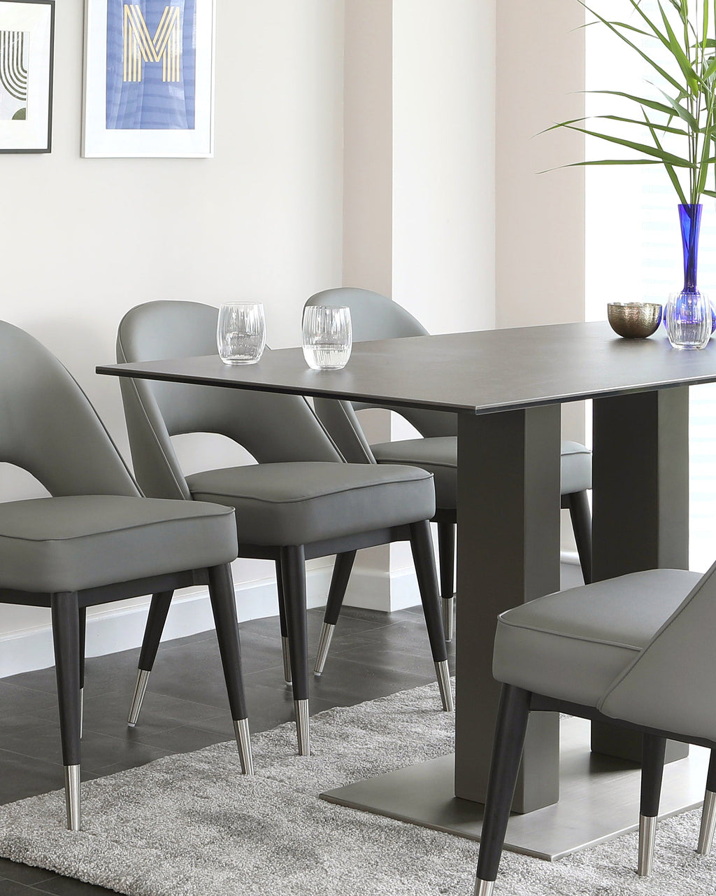 Mia Dark Grey Ceramic 6 Seater Dining Table