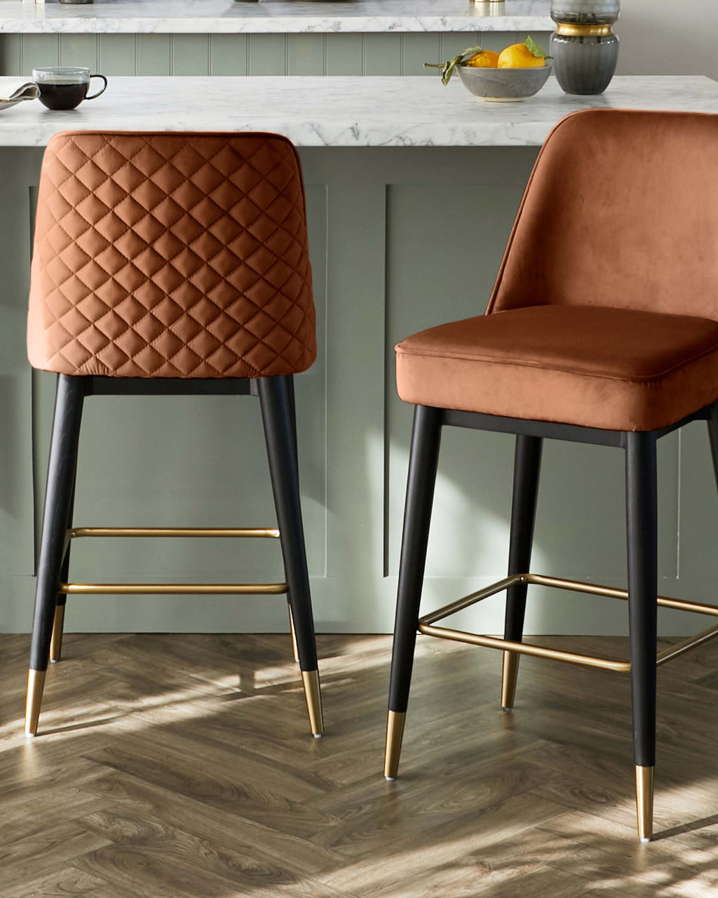 Mae Rust Velvet Bar stool