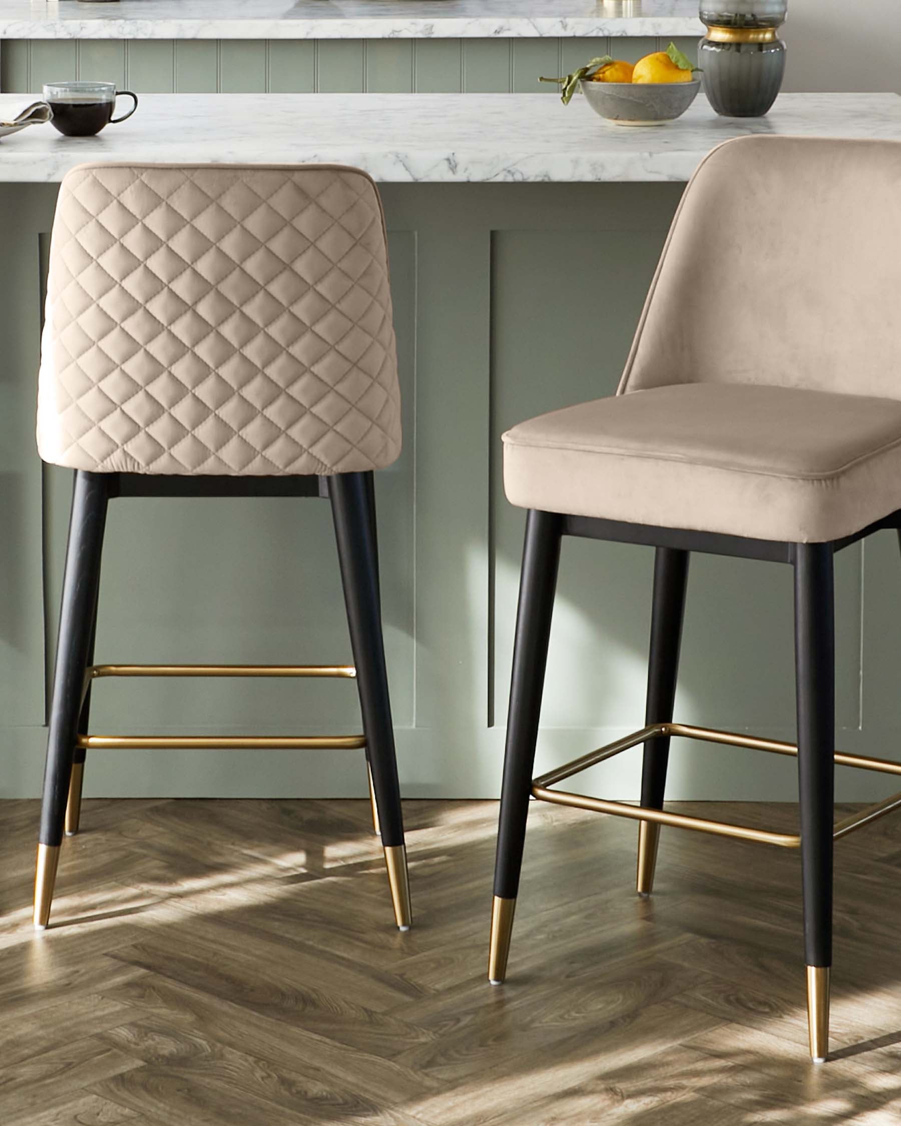 Mae Champagne Velvet Bar stool