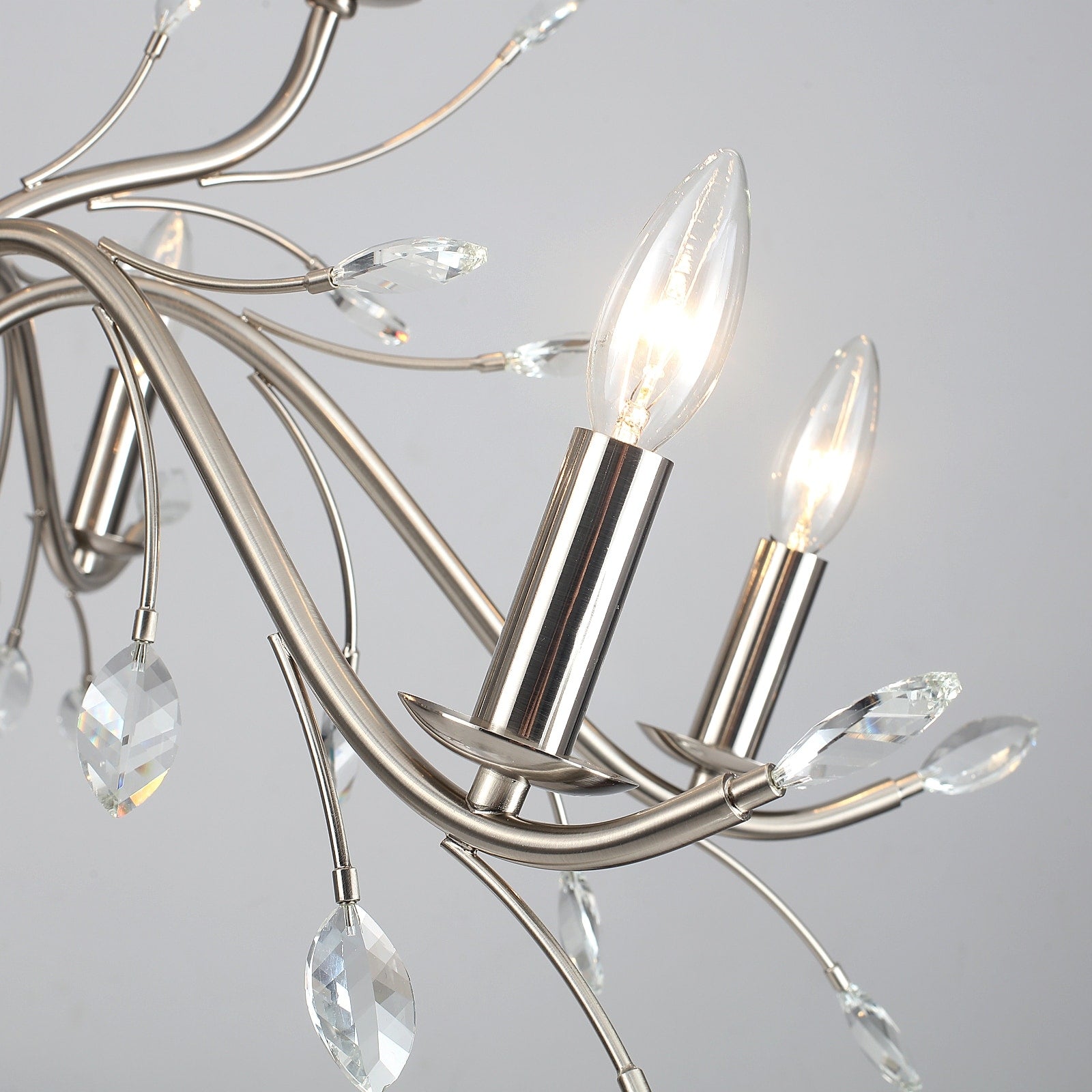 Farmhouse Retro Tree Branch Crystal Chandelier Candle-Style Pendant Light