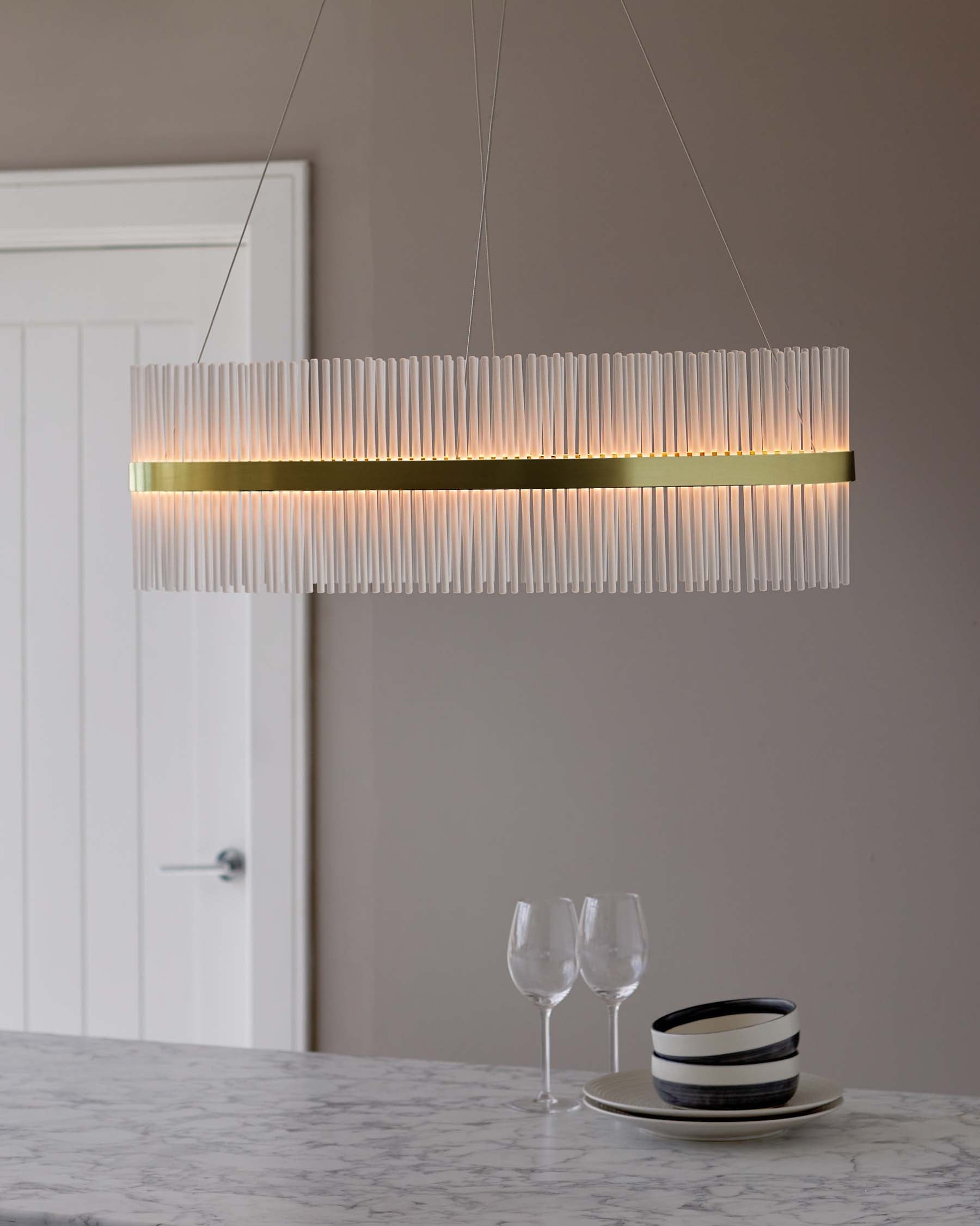 Mila Brushed Brass Oval Halo Pendant