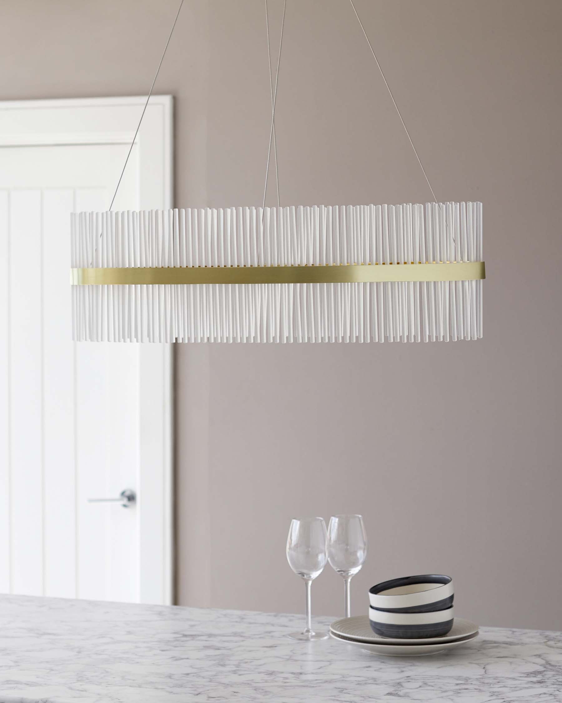 Mila Brushed Brass Oval Halo Pendant