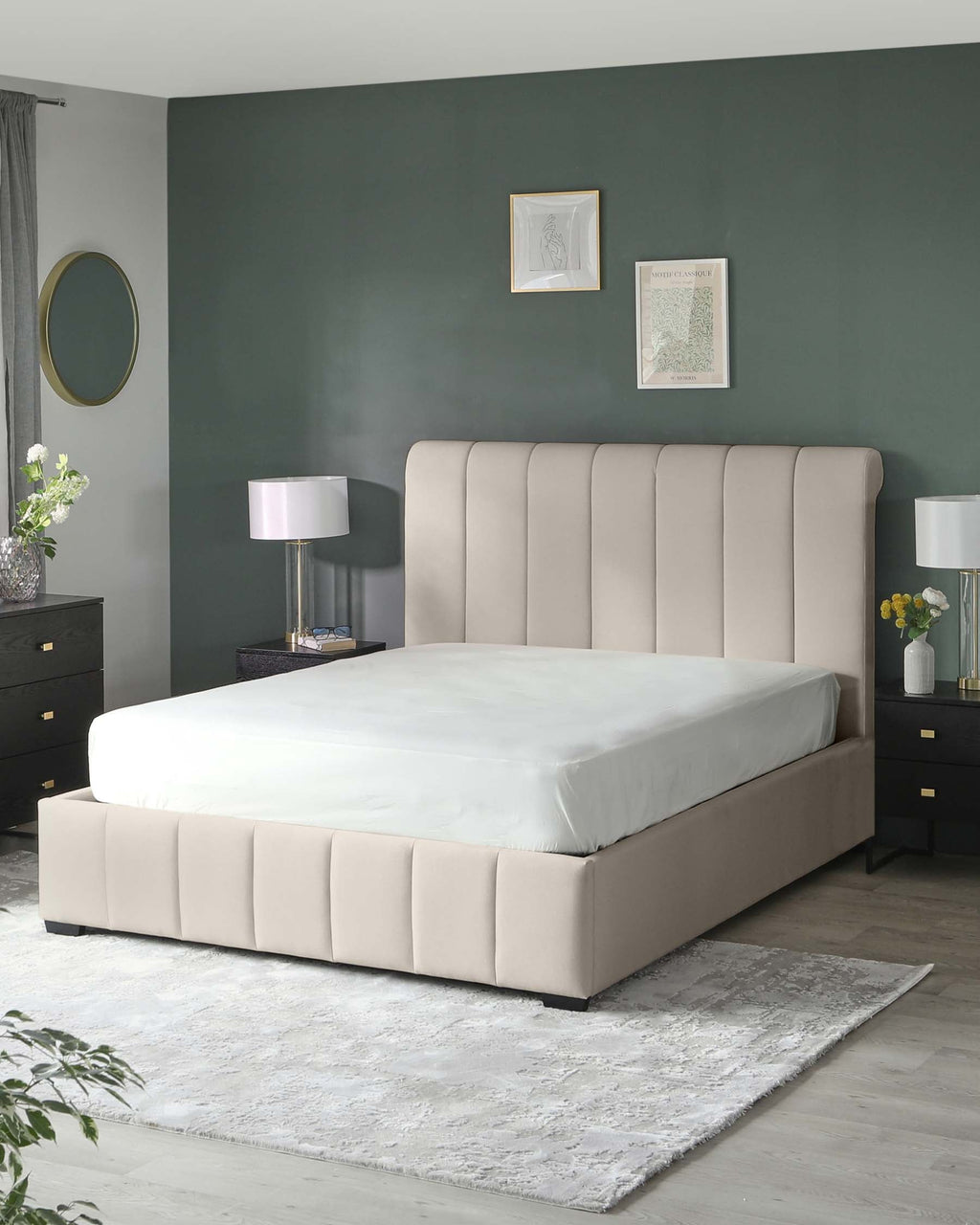 Mila Cream Fabric Super King Size Ottoman Storage Bed