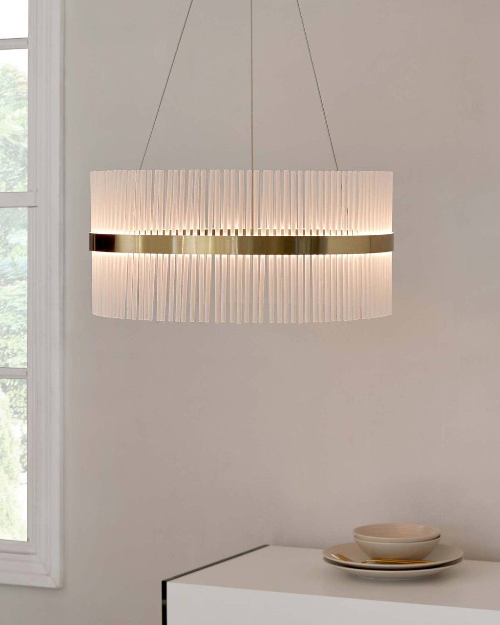 Mila Brushed Brass Round Halo Pendant