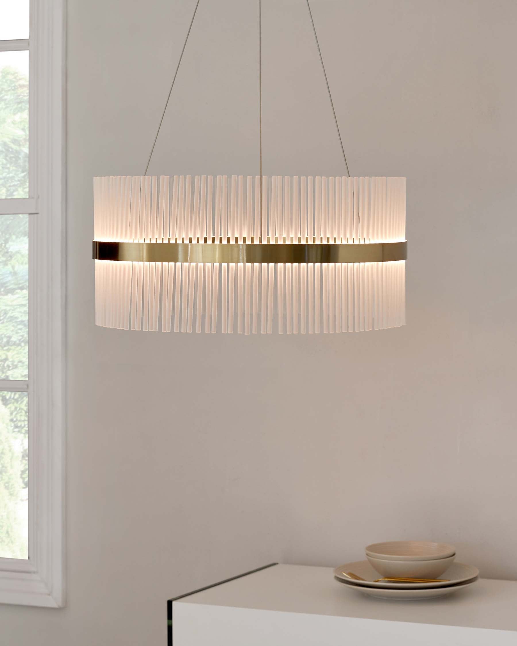 Mila Brushed Brass Round Halo Pendant