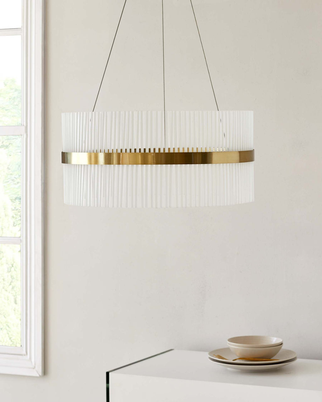 Mila Brushed Brass Round Halo Pendant