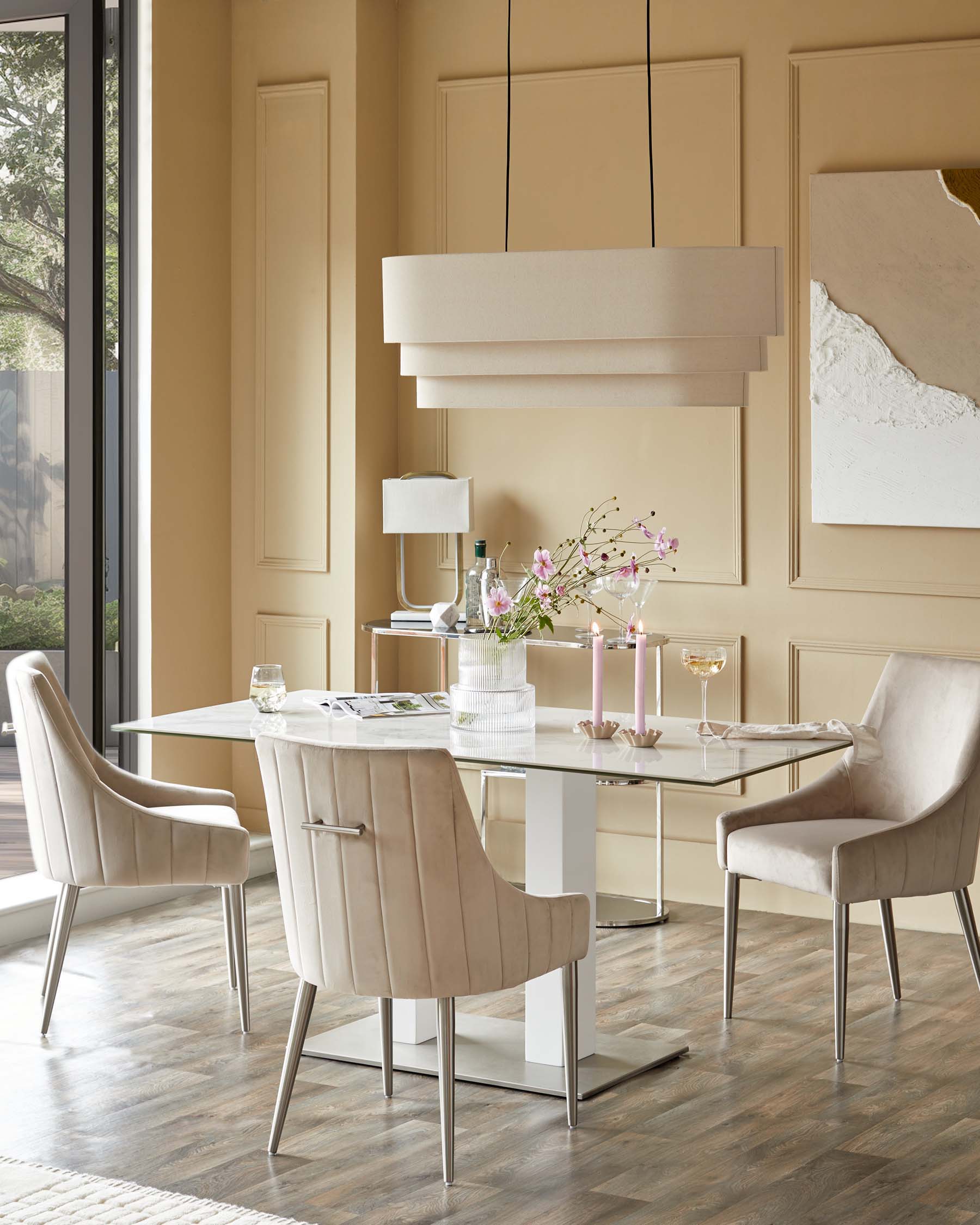 Mia White Marbled Ceramic 6 Seater Dining Table