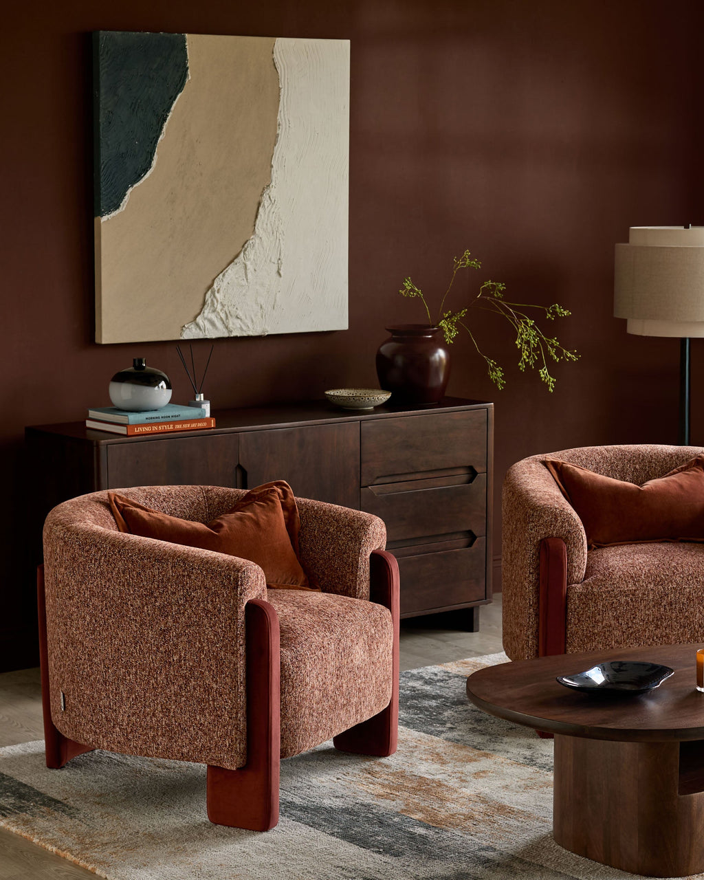 Miles toffee red mixed material occasional chair