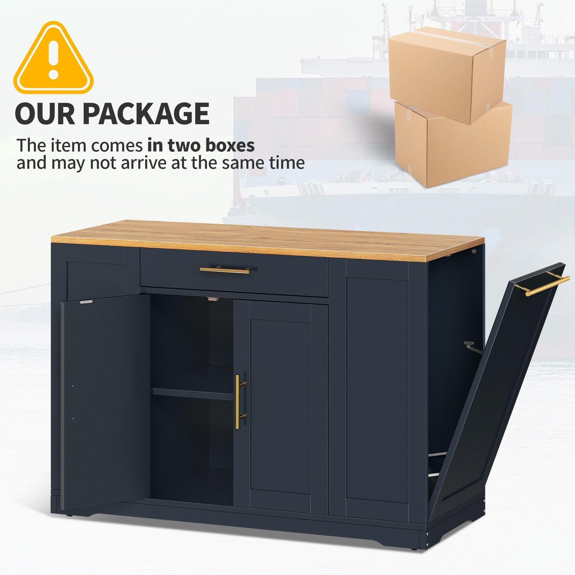 Moasis 53-inch Rolling Kitchen Island Storage Cabinet Portable Mobile Kitchen Cart