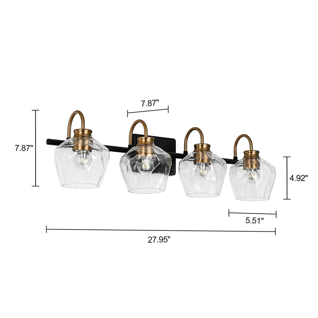 Modern 3/4-lights Bathroom Dimmable Vanity Lights Wall Sconces with Glass Shade
