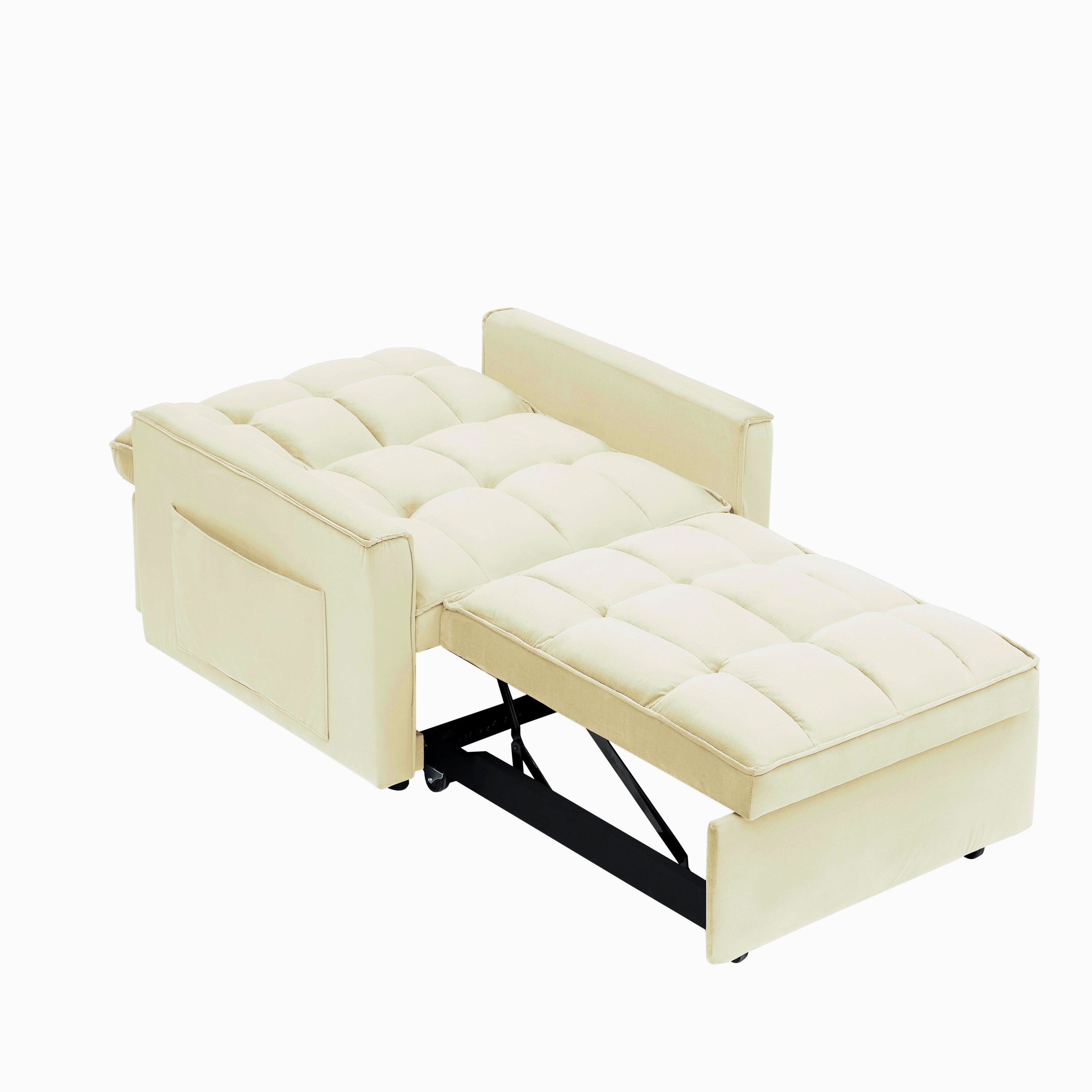 Modern 70.86 3 in 1 Single Convertible Sofa Bed with Adjustable Back and Moving Wheel for Living Room
