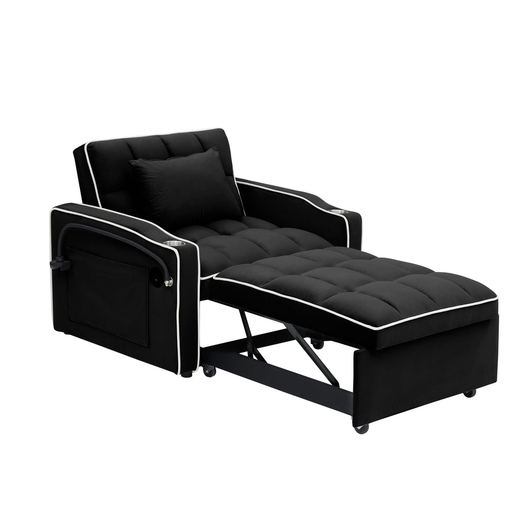 Modern 70.86 3 in 1 Single Convertible Sofa Bed with Adjustable Back and USB Charging Port for Living Room