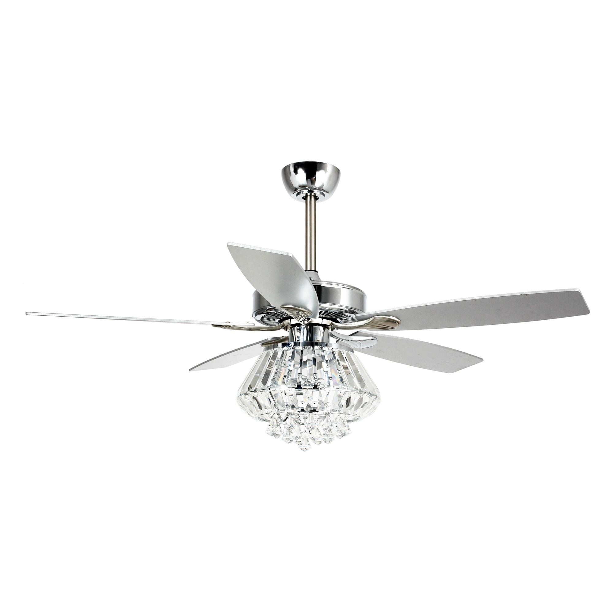 Modern Chrome 52-inch Crystal Chandelier Ceiling Fan with Remote