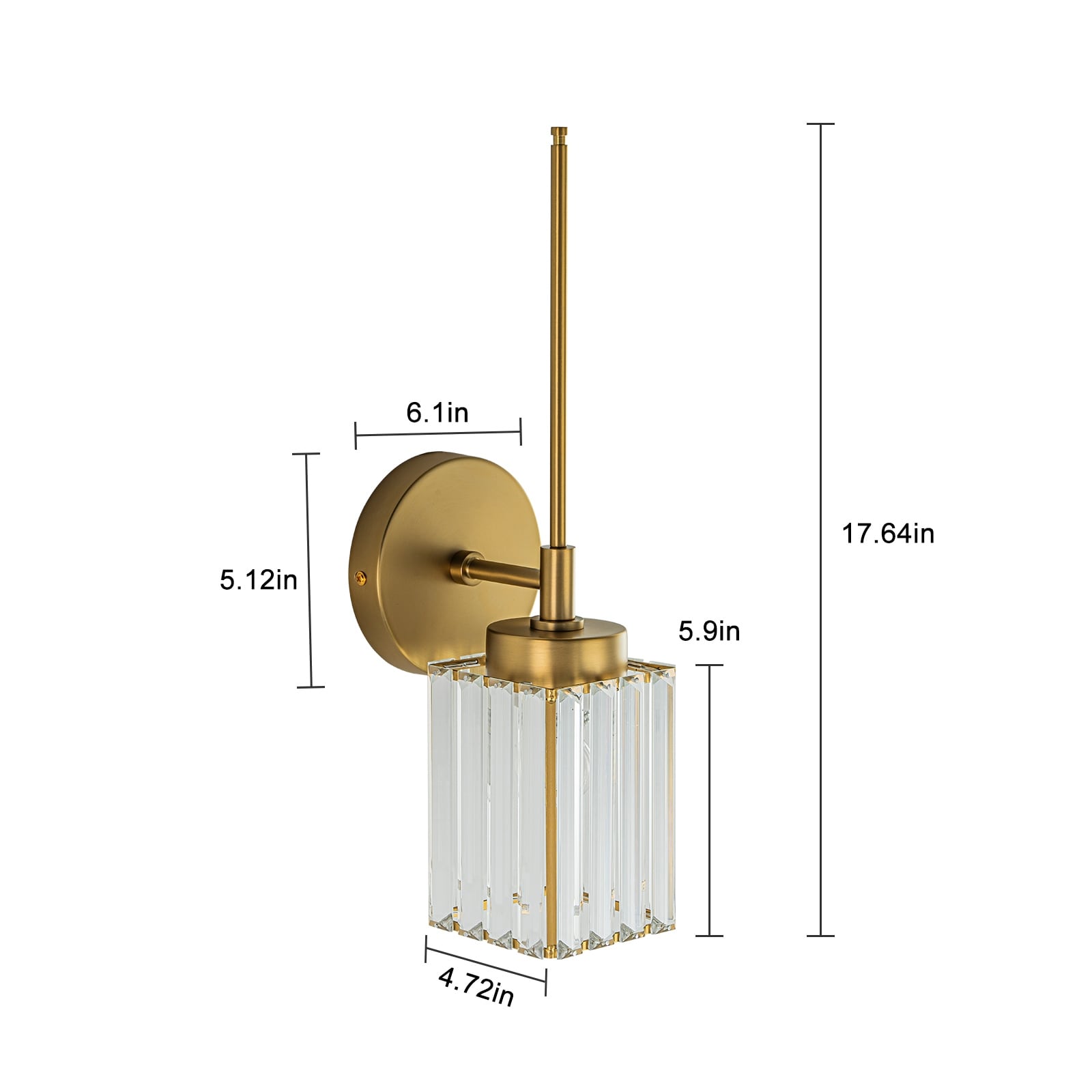 Modern Gold Dimmable Wall Light Glam Cylinder Bathroom Crystal Vanity Light Wall Sconces