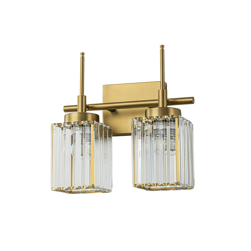 Modern Gold Dimmable Wall Light Glam Cylinder Bathroom Crystal Vanity Light Wall Sconces
