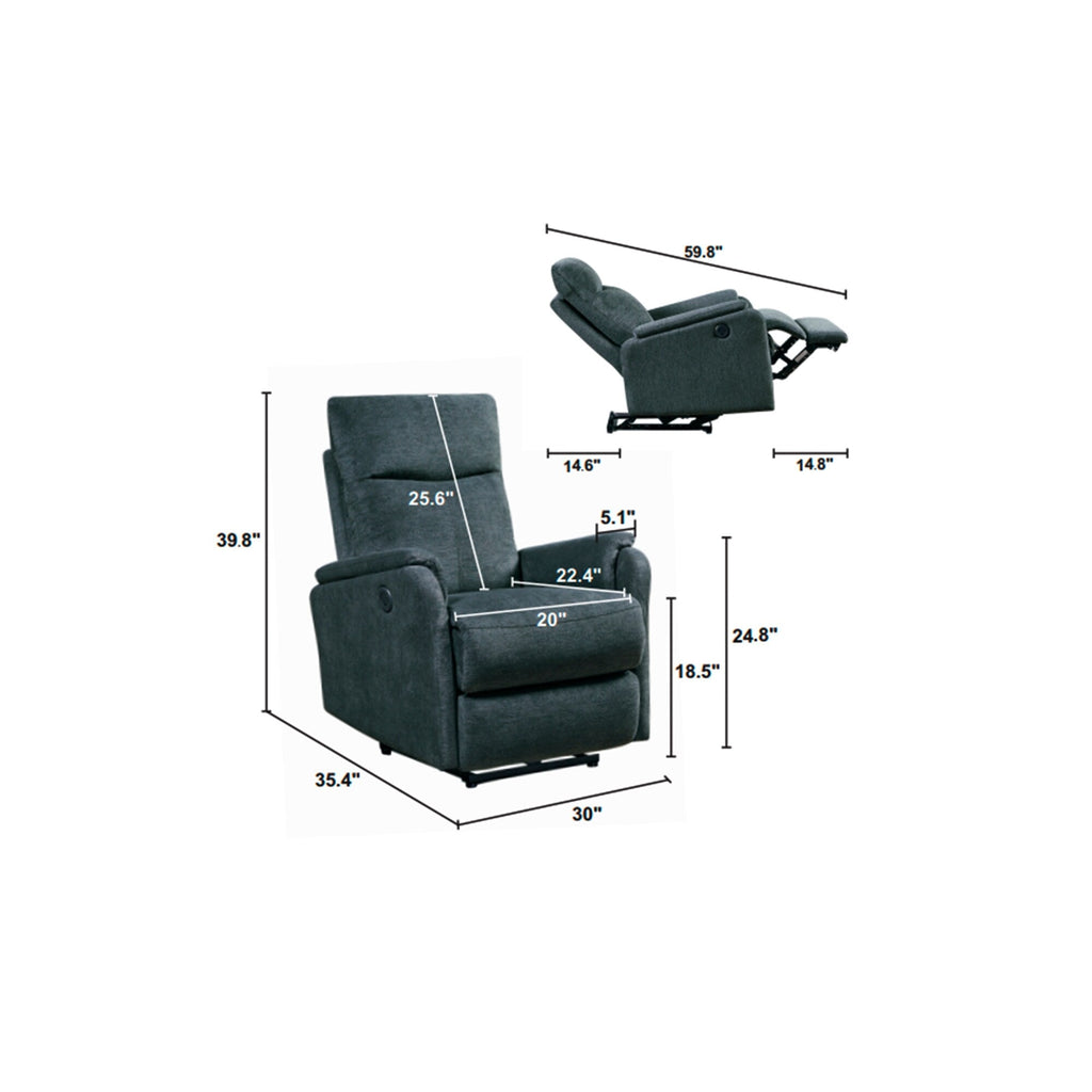 Modern Power Recliner Chair with USB, Full Head & Lumbar Support