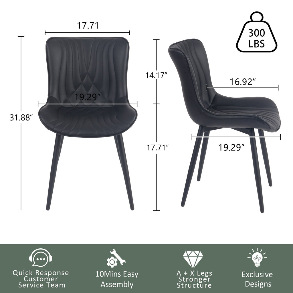 Modern Upholstered Leather Armless Dining Chairs Set of 2