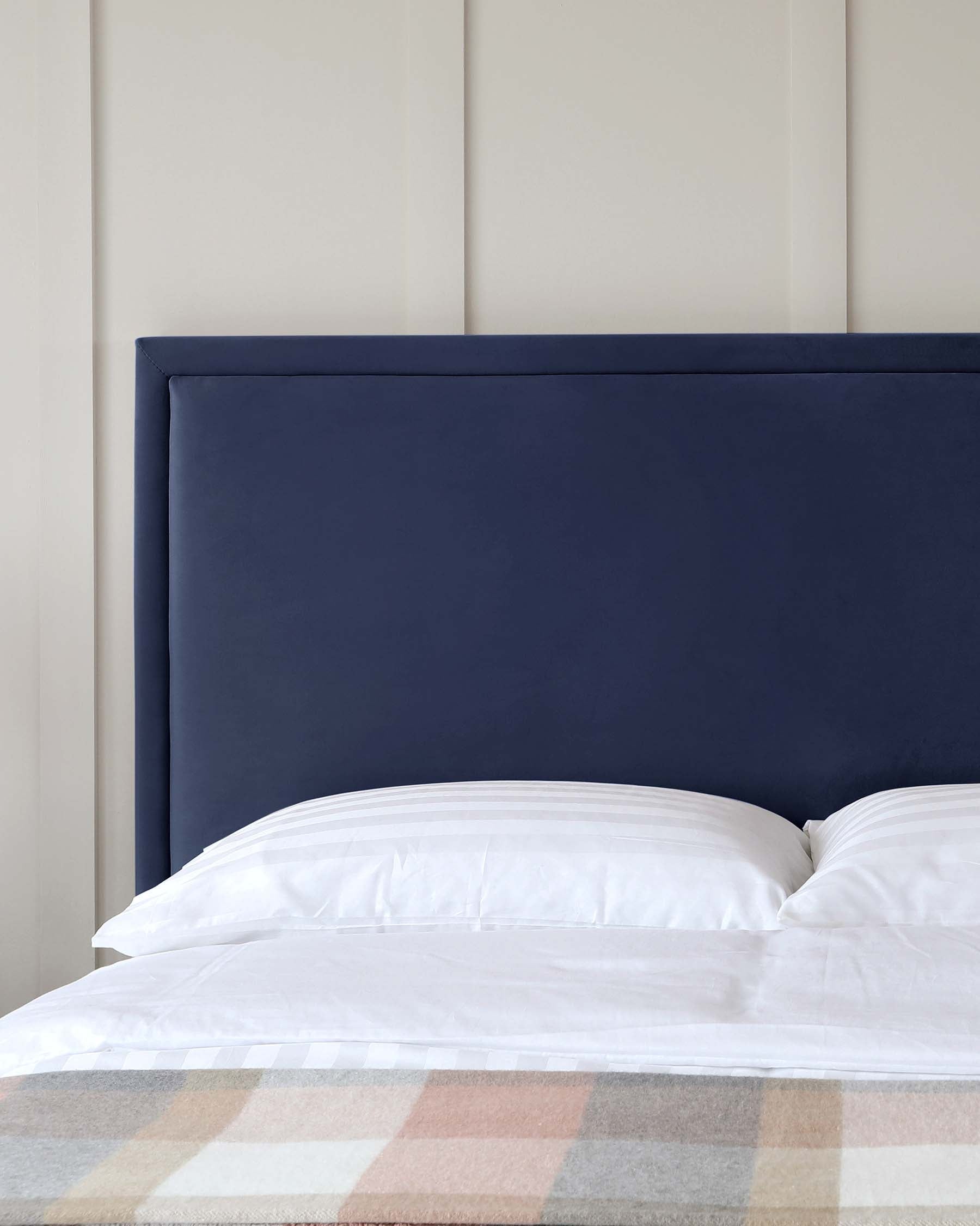 Monica Navy Velvet Double Bed With Storage