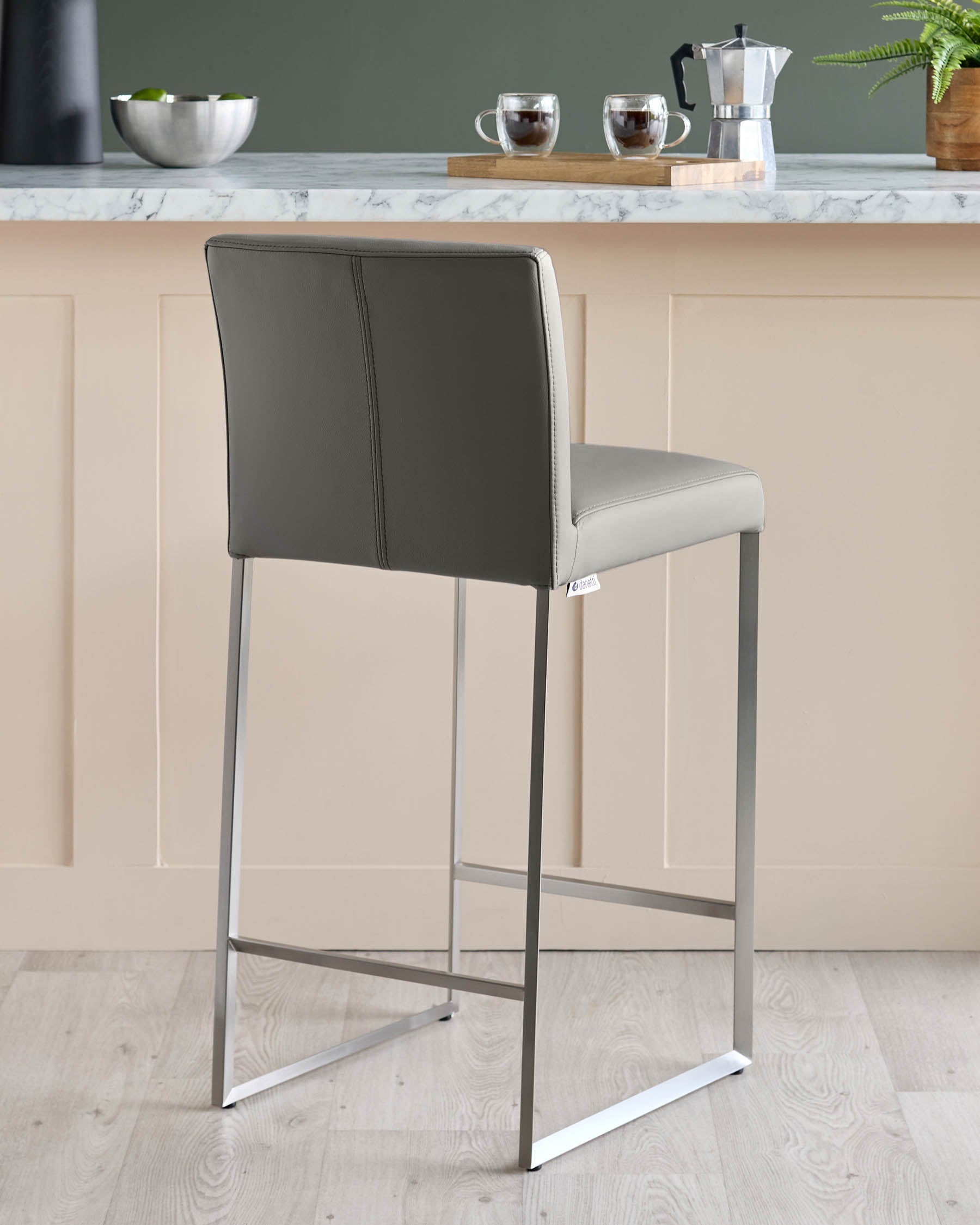 Monti Dark Grey Leather Bar Stool