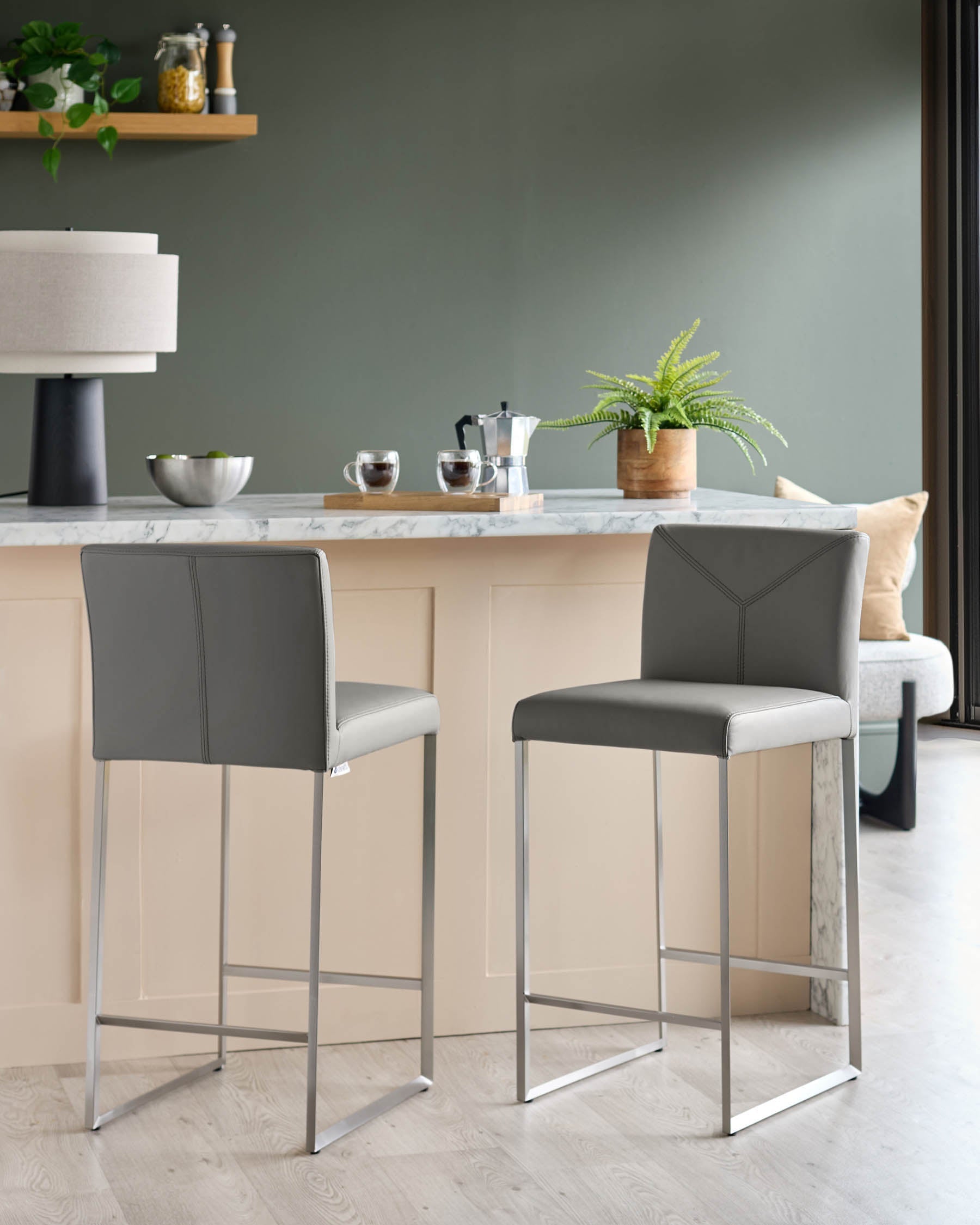 Monti Dark Grey Leather Bar Stool