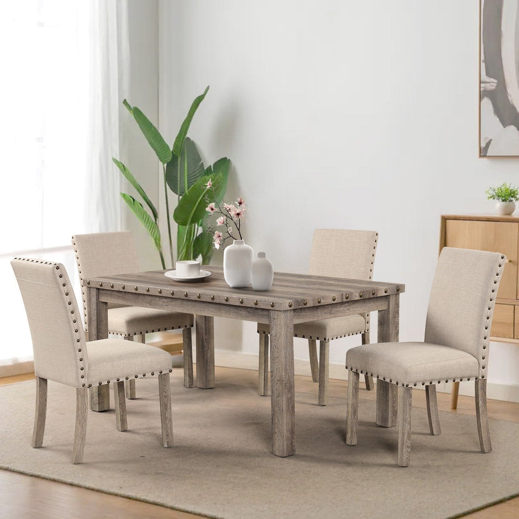 Morden Fort Farmhouse Dining Set Rectangular Table Chair 5-piece