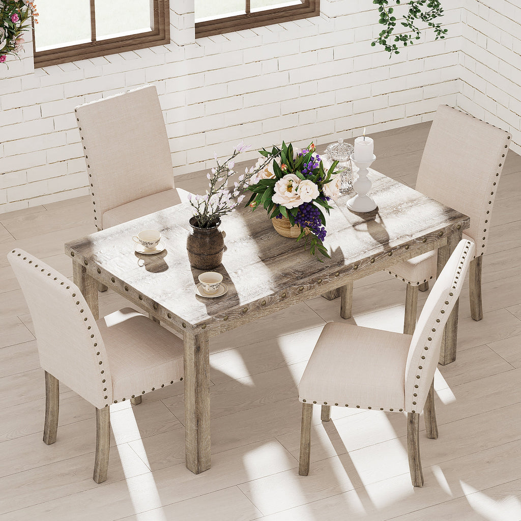 Morden Fort Farmhouse Dining Set Rectangular Table Chair 5-piece
