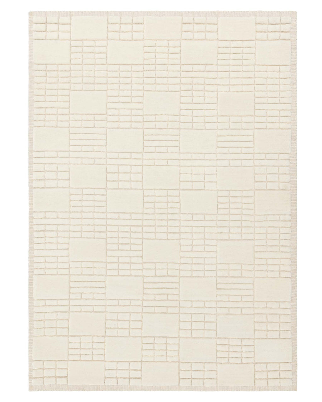 Mosaic cream sculpted wool medium rug