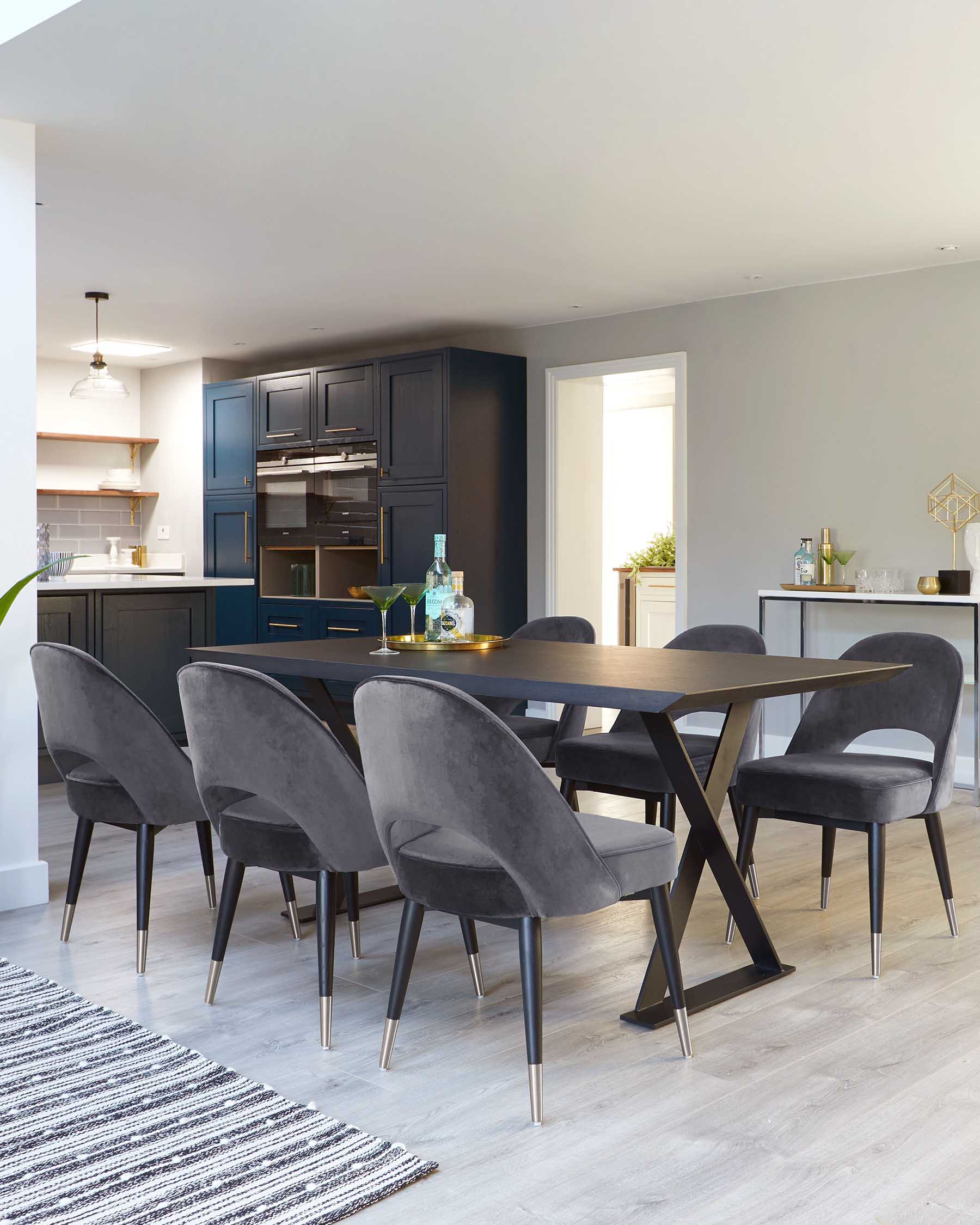 Clover dark grey velvet dining chair
