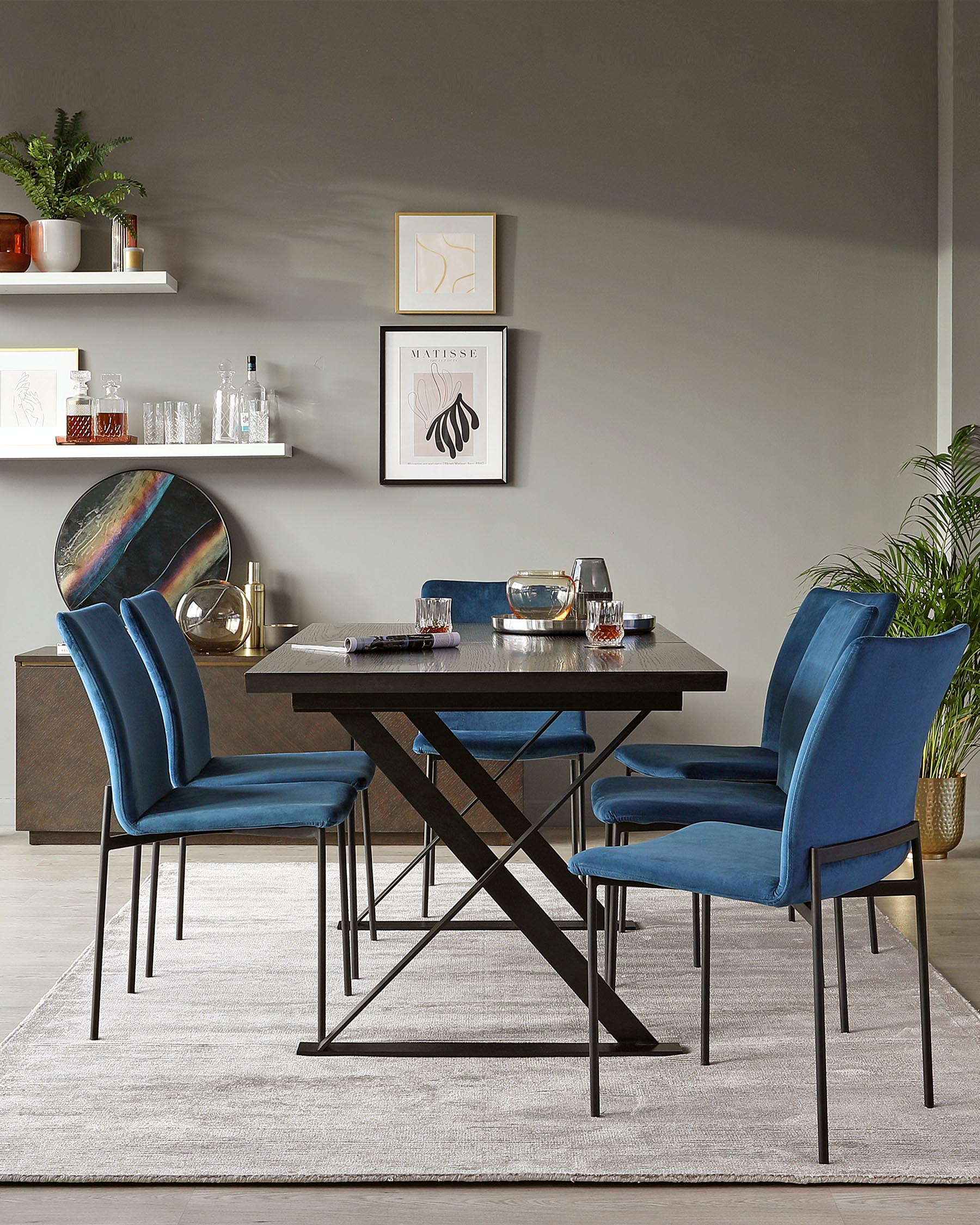 Nala dark washed wood extending 6 to 8 seater dining table