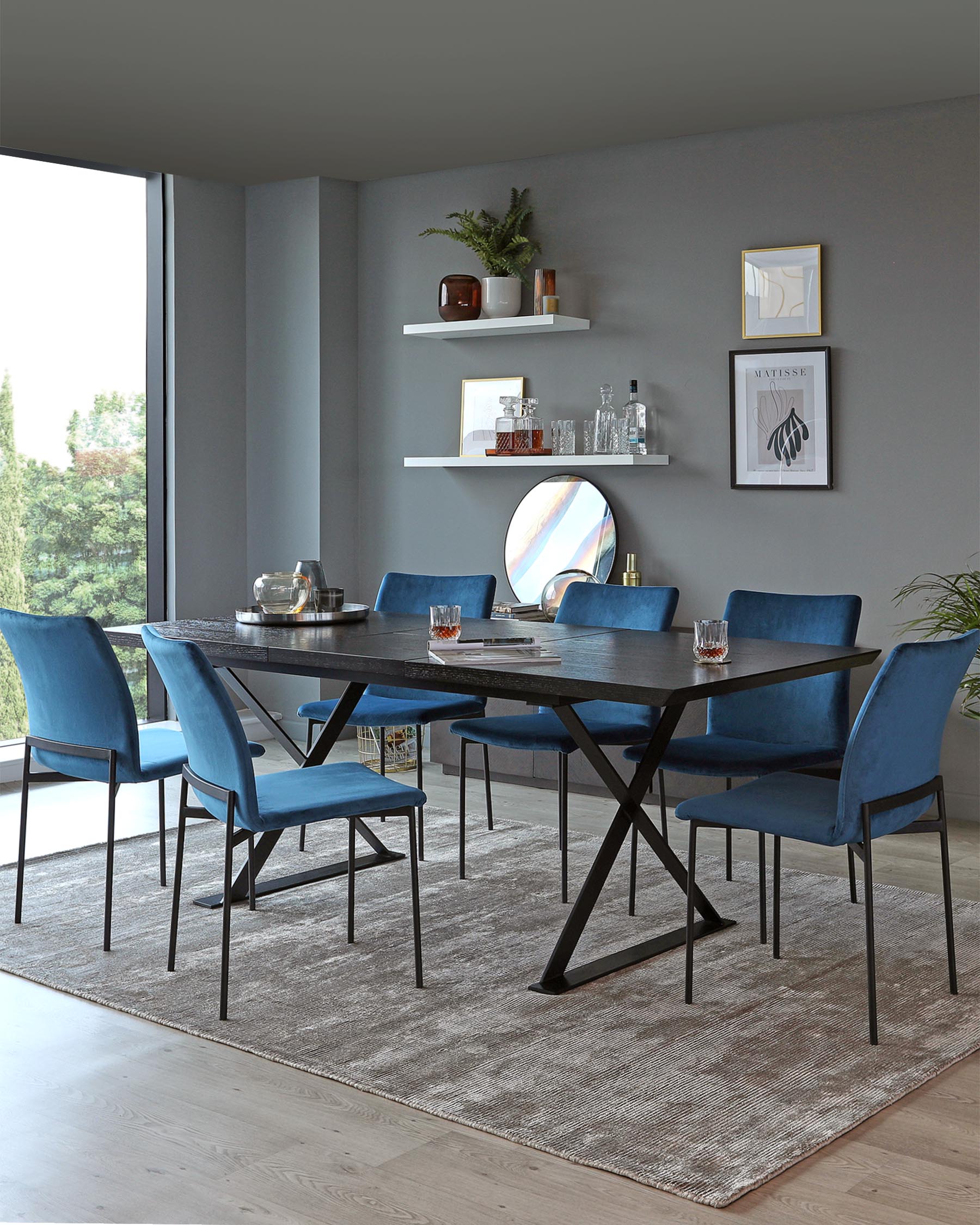 Nala dark washed wood extending 6 to 8 seater dining table