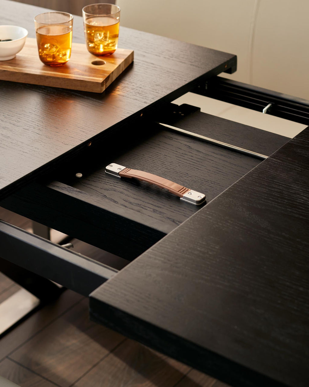 Nala dark washed wood extending 6 to 8 seater dining table