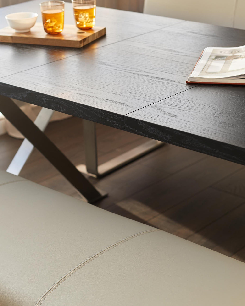 Nala black wood extending 6 to 8 seater dining table
