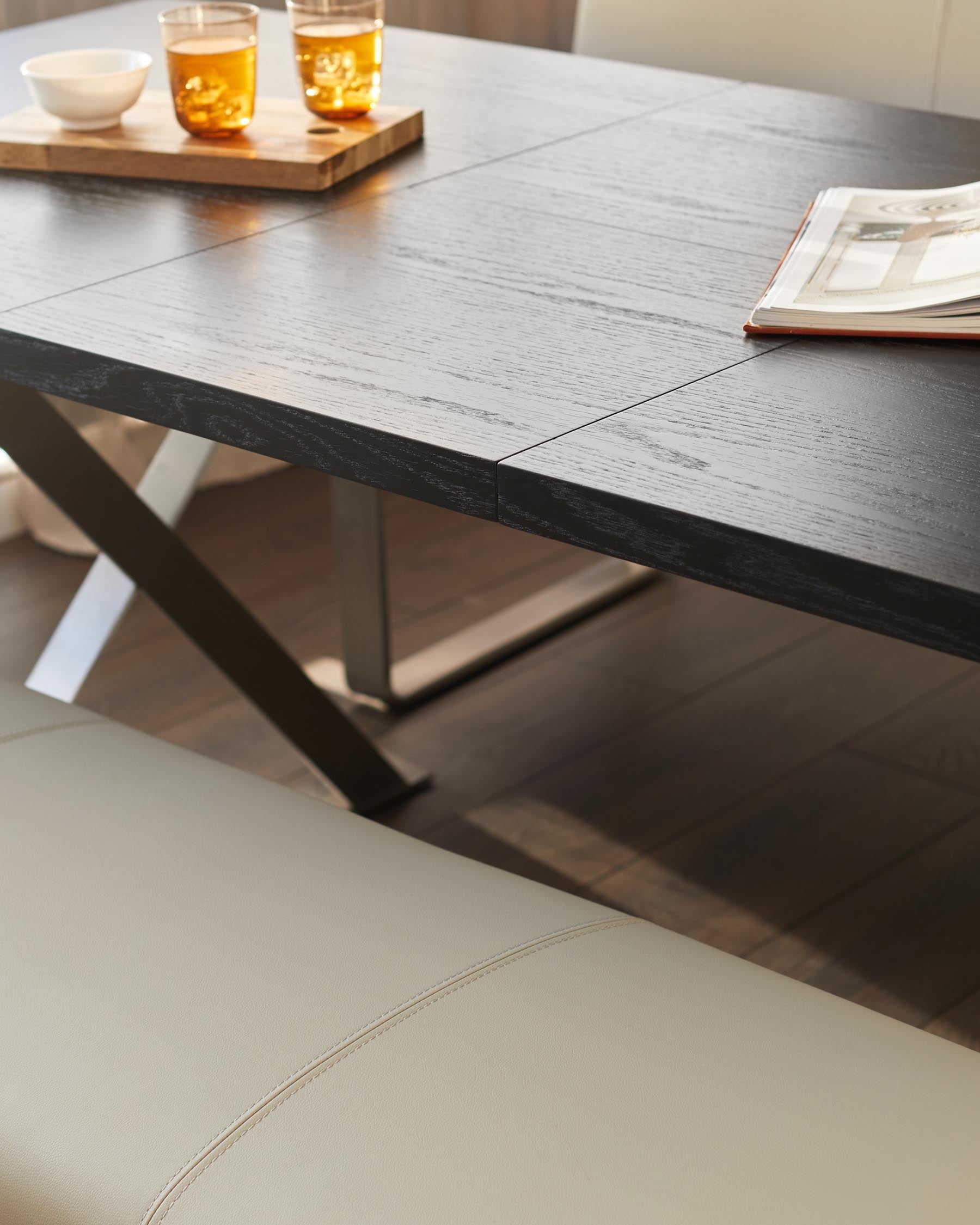 Nala black wood extending 6 to 8 seater dining table