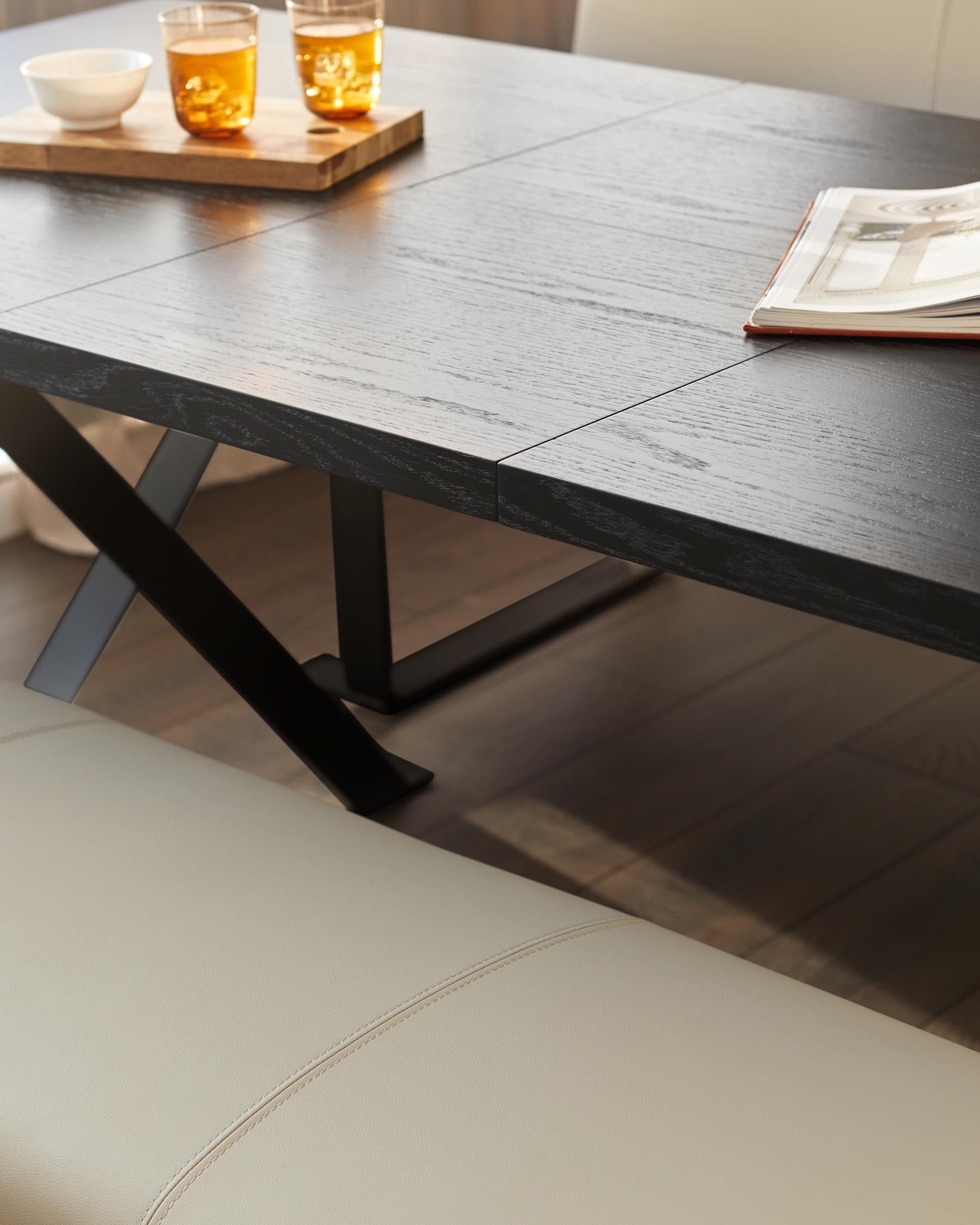 Nala dark washed wood extending 6 to 8 seater dining table