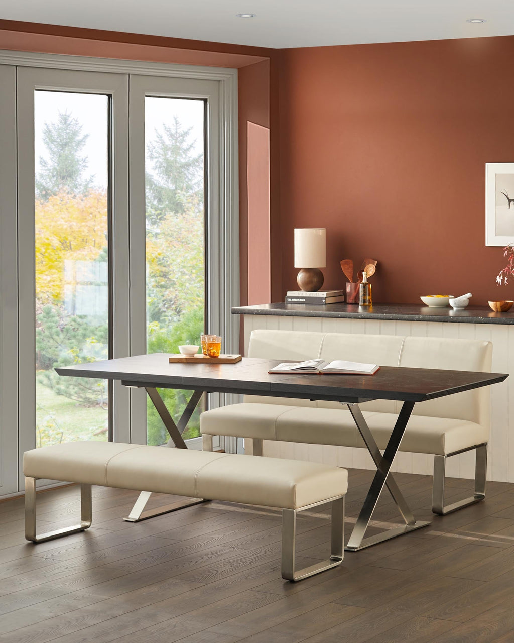 Nala black wood extending 6 to 8 seater dining table