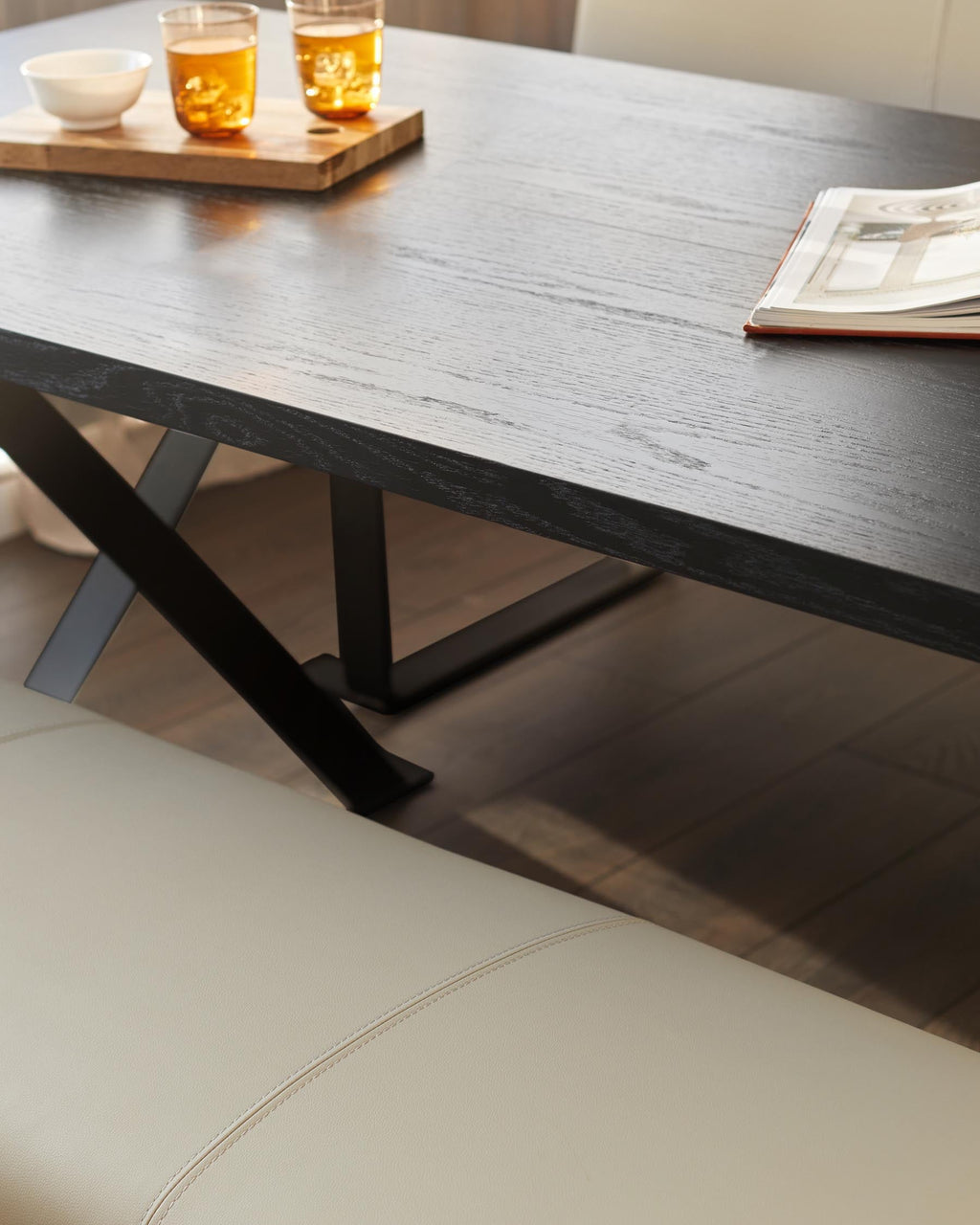 Nala dark washed wood 6 seater dining table