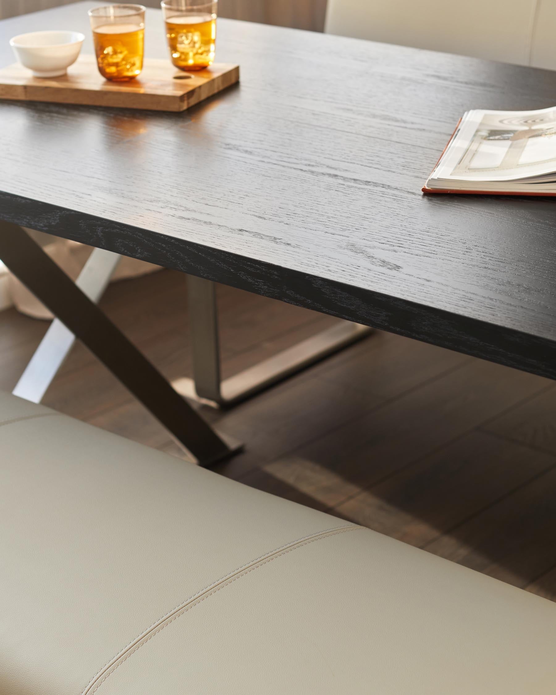 Nala black wood 6 seater dining table